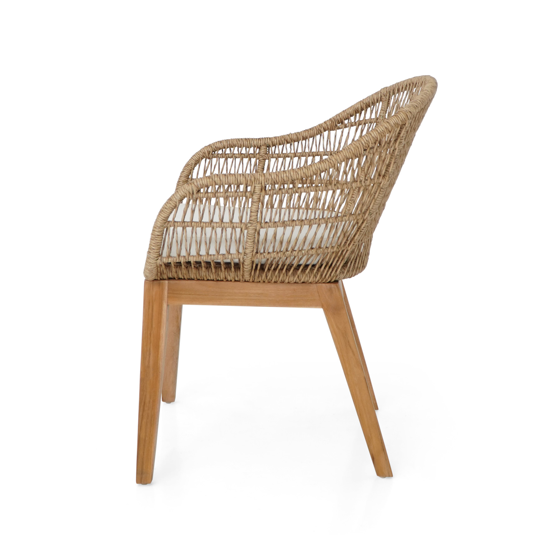 Gartenstuhl AMORA | Teakholz/Polyrattan | mit Sitzkissen