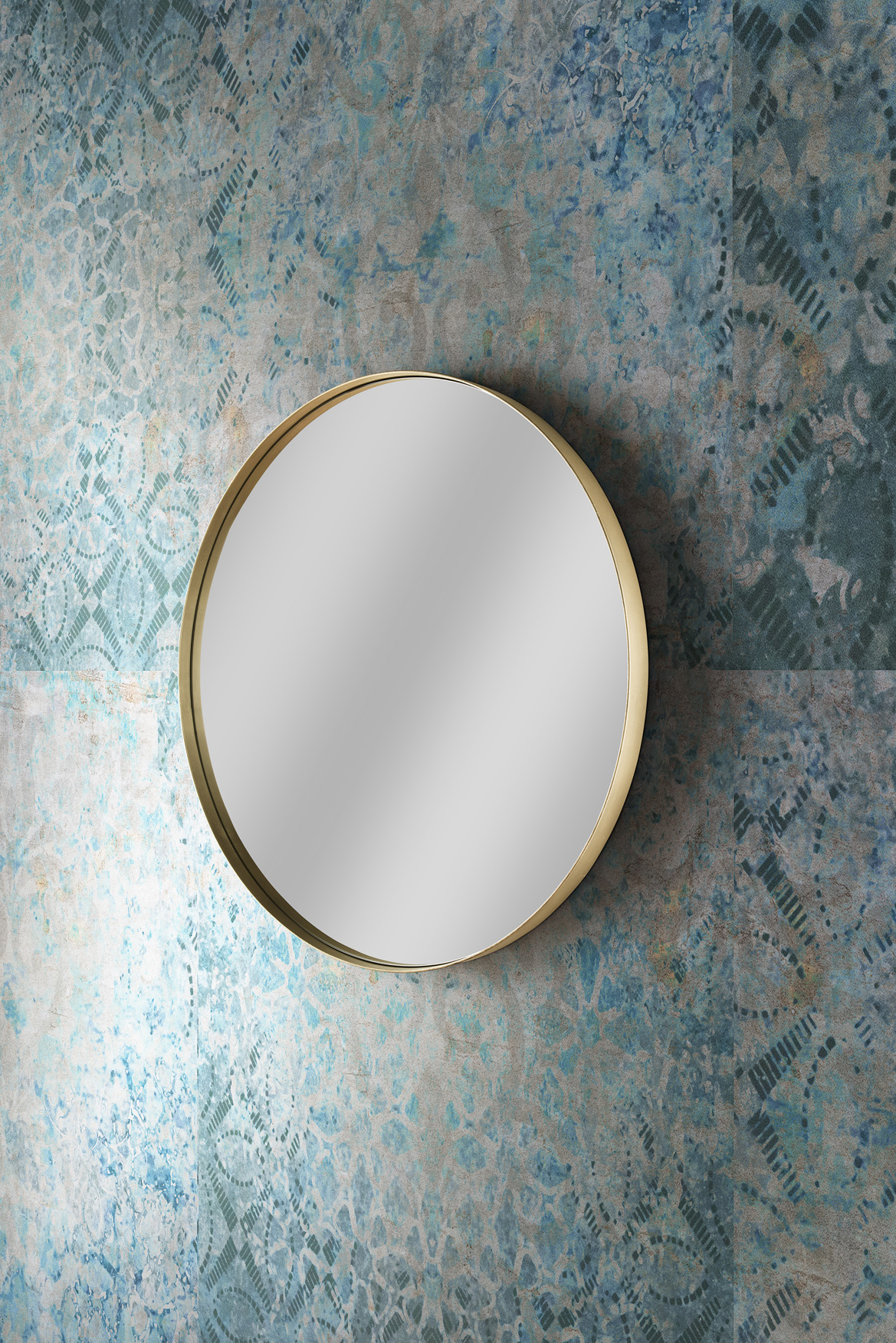 Spiegel ROUND Gold L | Rahmen Stahl vintage gold | rund ca. 90 cm