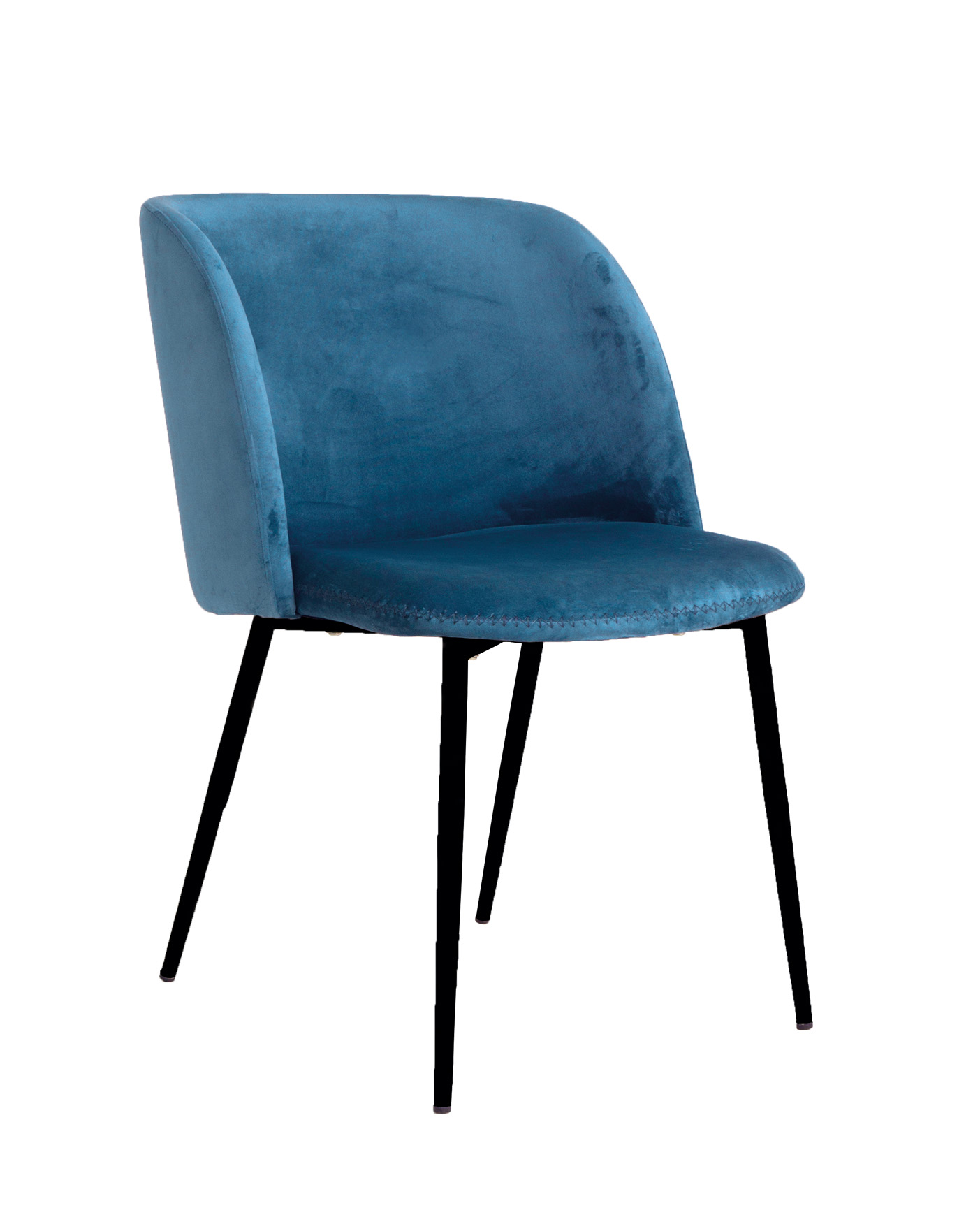 2er- Set Stuhl SOAZIG | Samt aqua-blau | Beine Metall schwarz