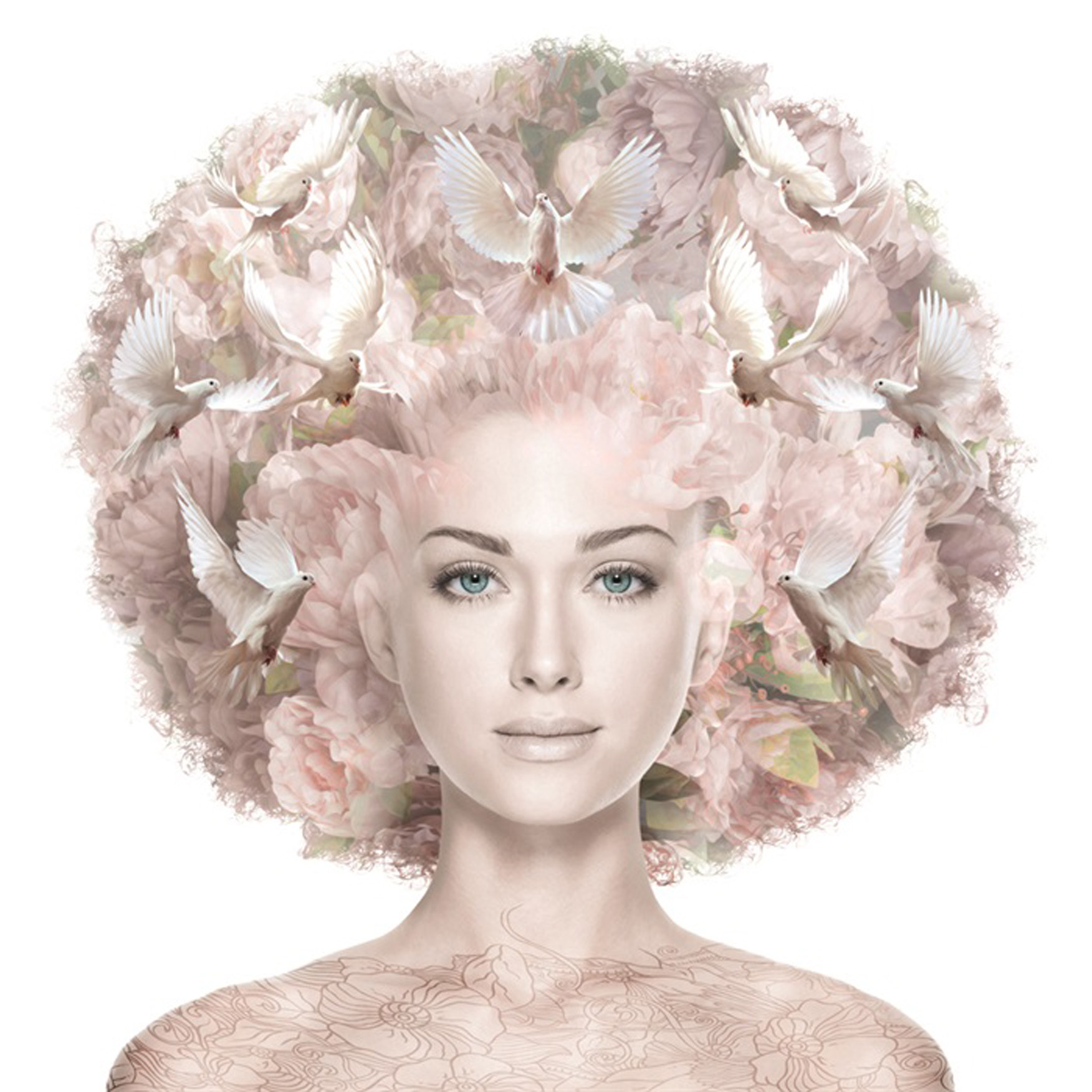 Wandbild MondiArt | FLOWER POWER OLIVIA | AluArt glänzend | L: 120 x 120 cm
