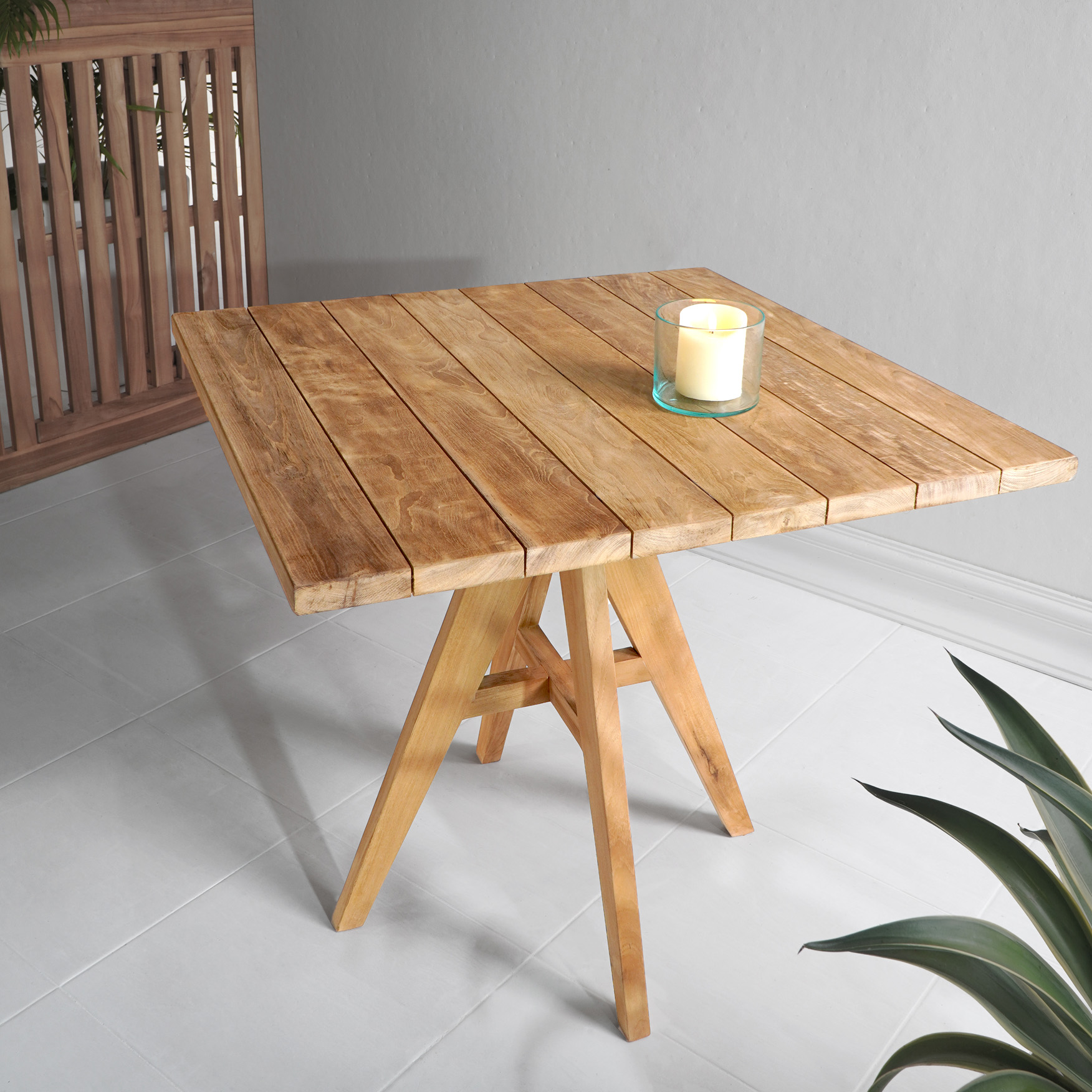 Garten-Esstisch LEO-1 | Teakholz massiv | 80 x 80 cm