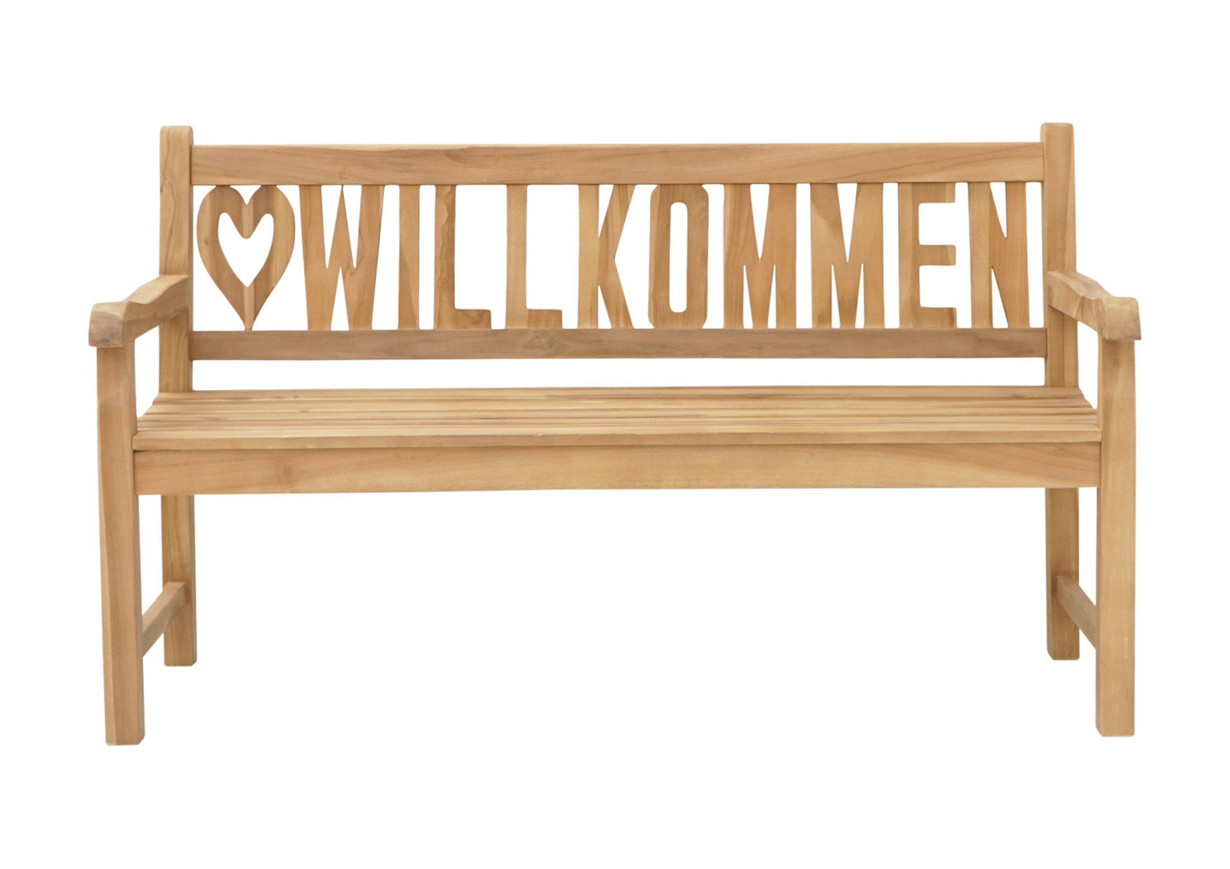 Gartenbank ♥WILLKOMMEN | Teakholz | 150 cm