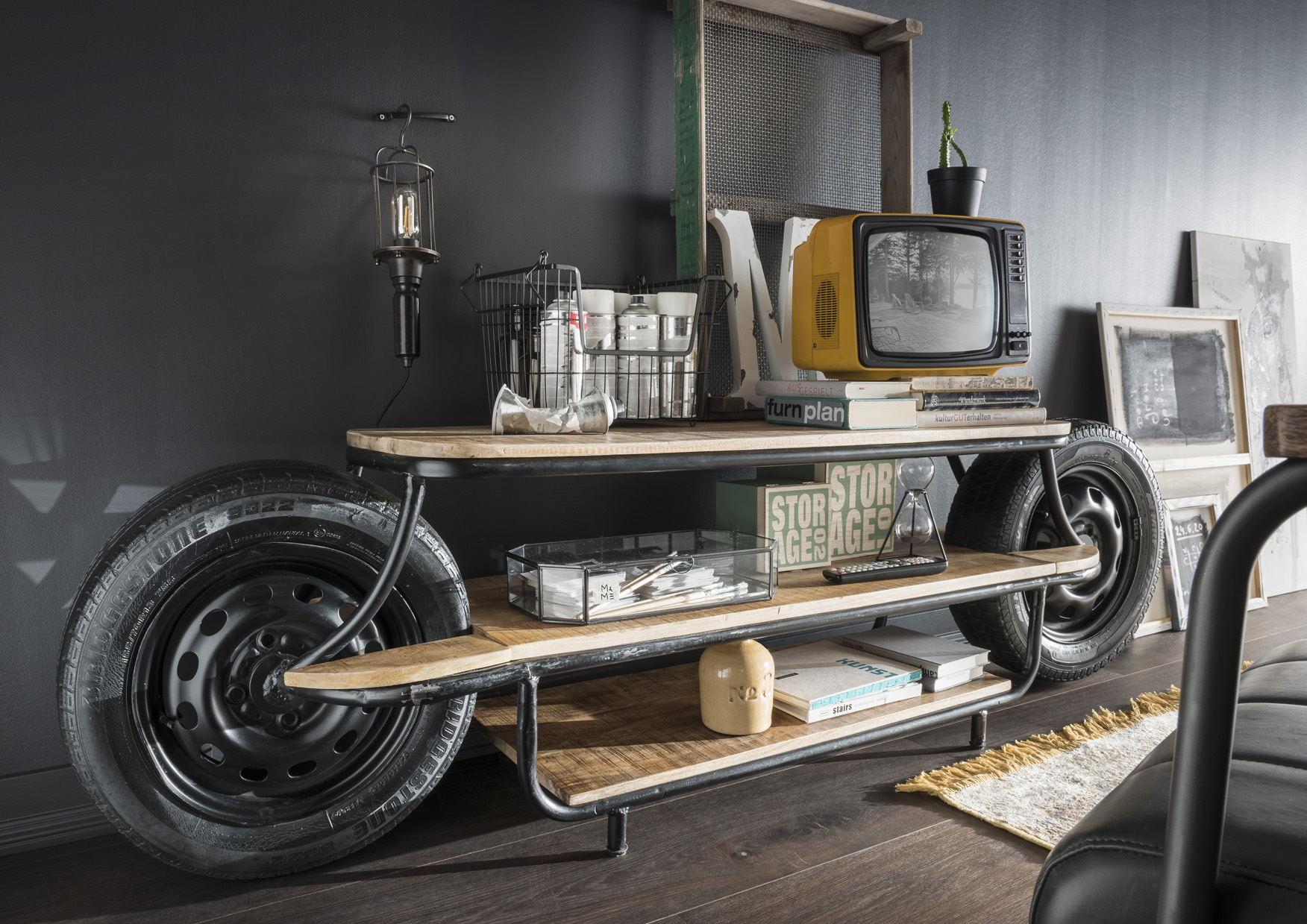 TV-Lowboard BIKE | Metall / Holz | 210 cm breit