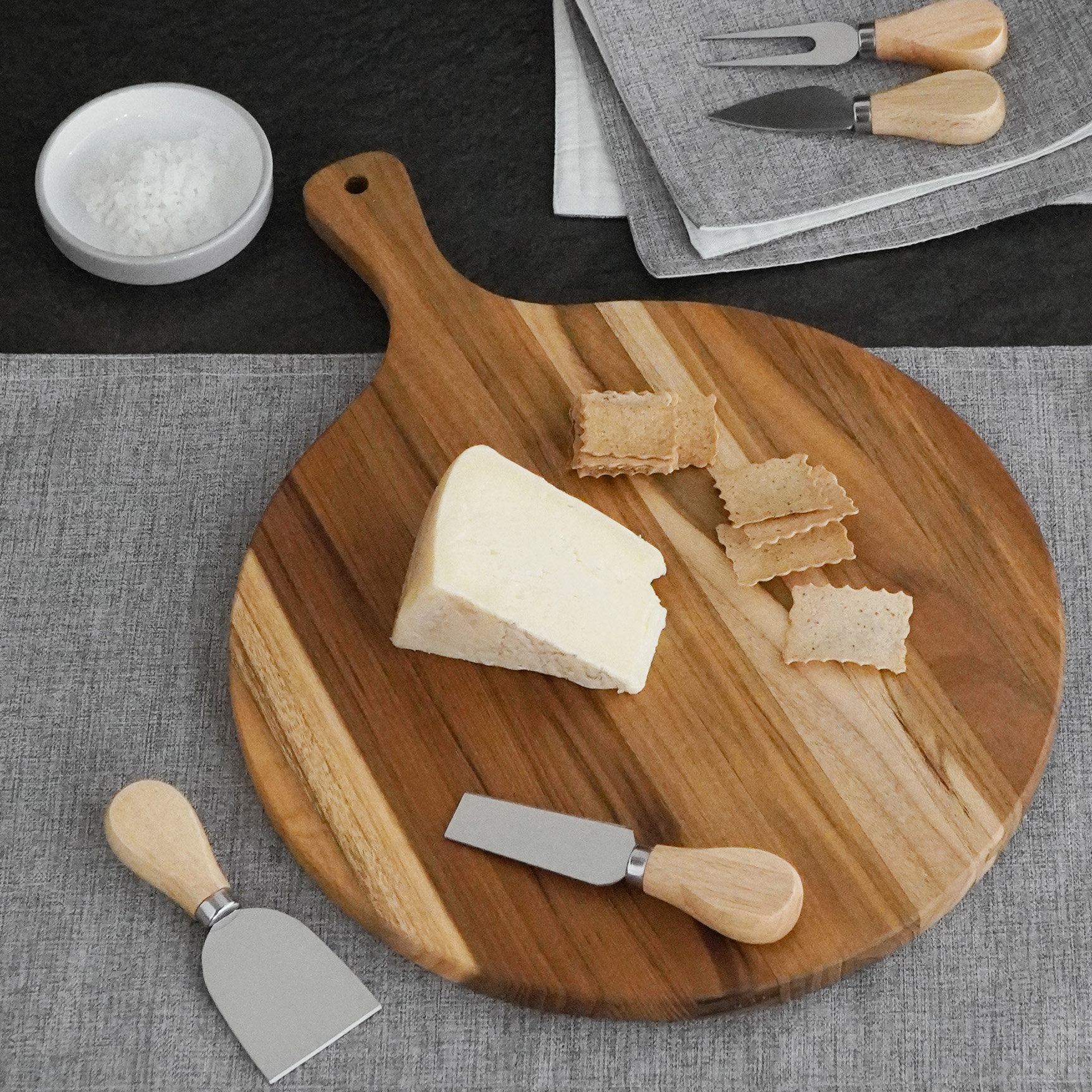 Servierbrett PIZZA | Teakholz | rund | 40 x 30 cm