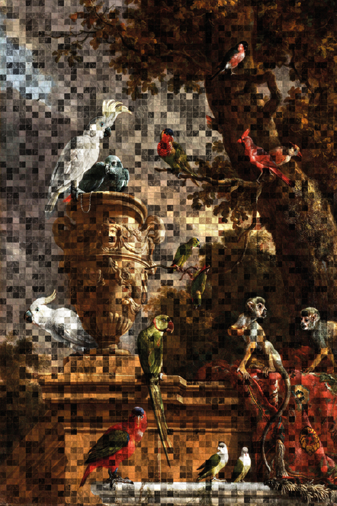 Wandtextil MondiArt | THE MENAGERIE PIXELS | mit Alu-Rahmen | L: 120 x 180 cm