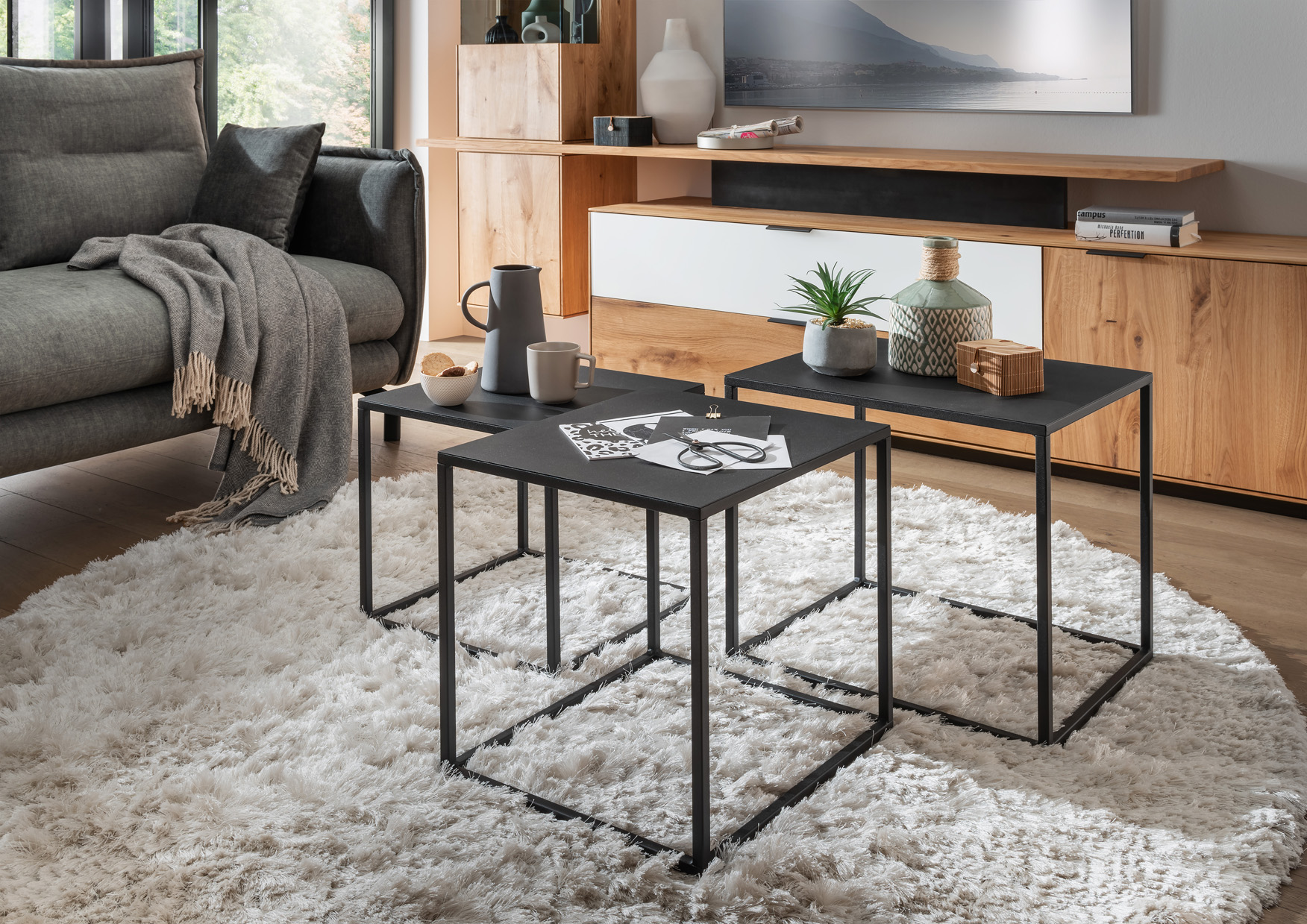 Couchtisch 3er Set HANNAH | Metall schwarz
