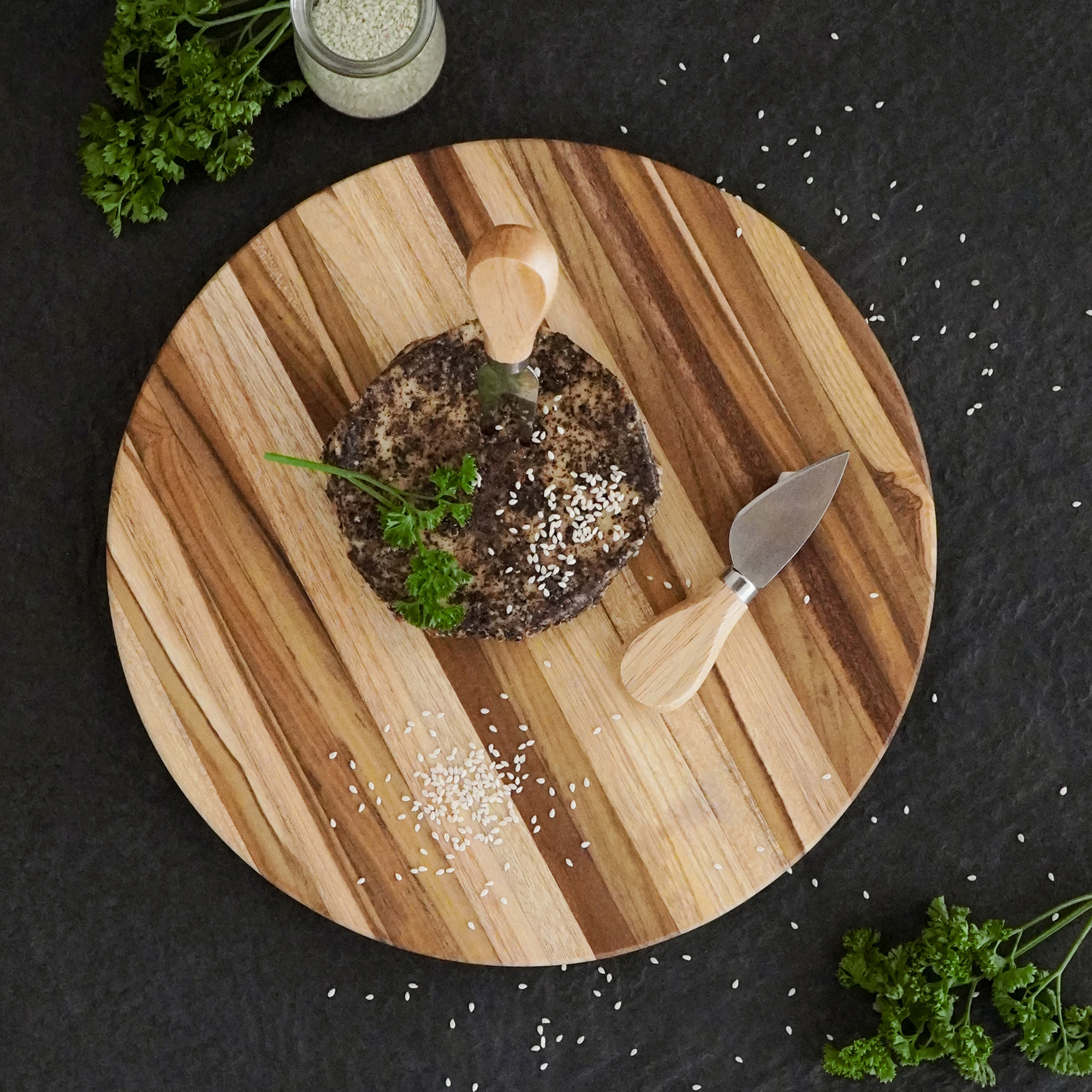 Servierbrett PIZZA | Teakholz | rund | 30 cm