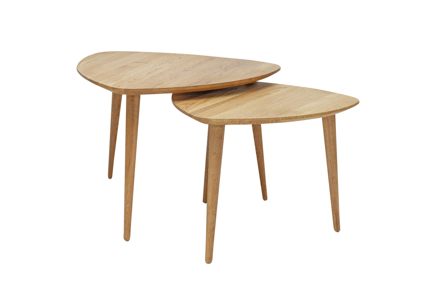 Beistelltisch NICO | 2-er Set | rund 50/60 cm | Wildeiche massiv schweizer Kante