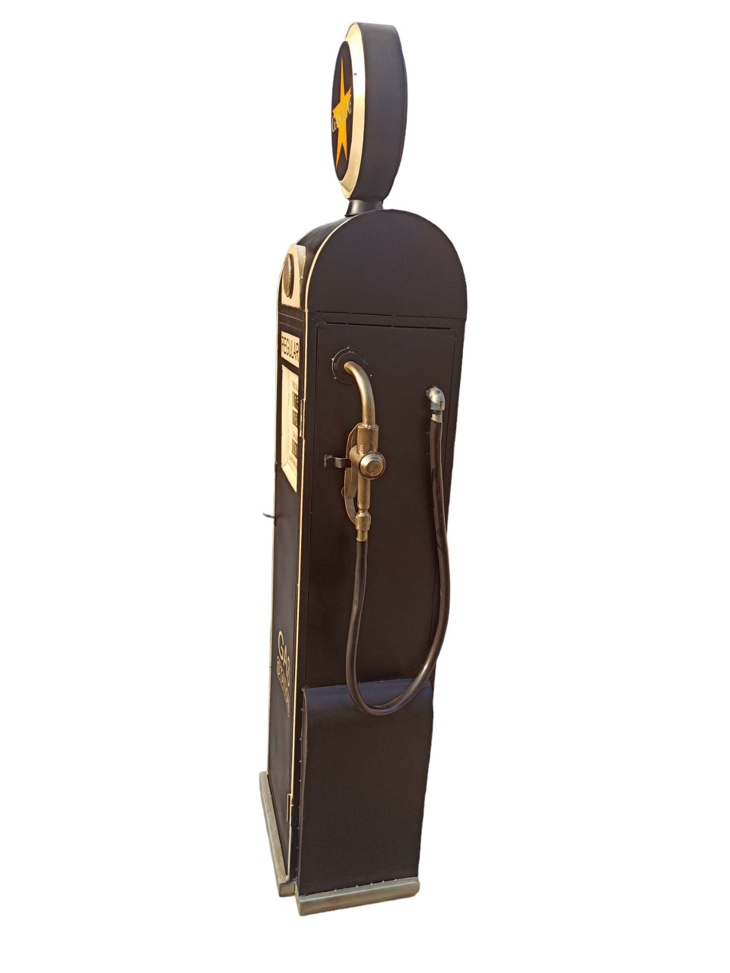 Barschrank ZAPFSÄULE -2 | Metall vintage schwarz | mit Bareinteilung | BH: ca. 60 x 193 cm
