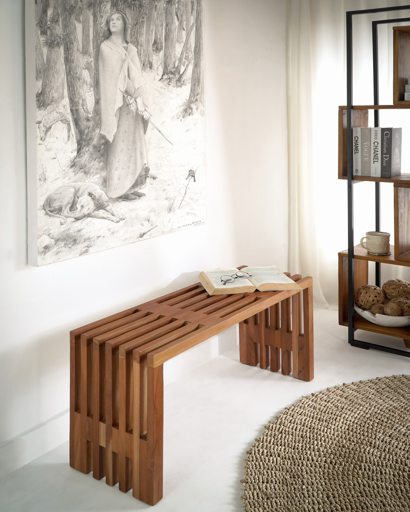 Sauna-Sitzbank LINEA  | Teak massiv | 90 cm