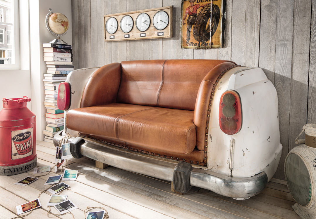 Autosofa AMBASSADOR | 2-Sitzer Heck weiß/Leder | 163 cm breit
