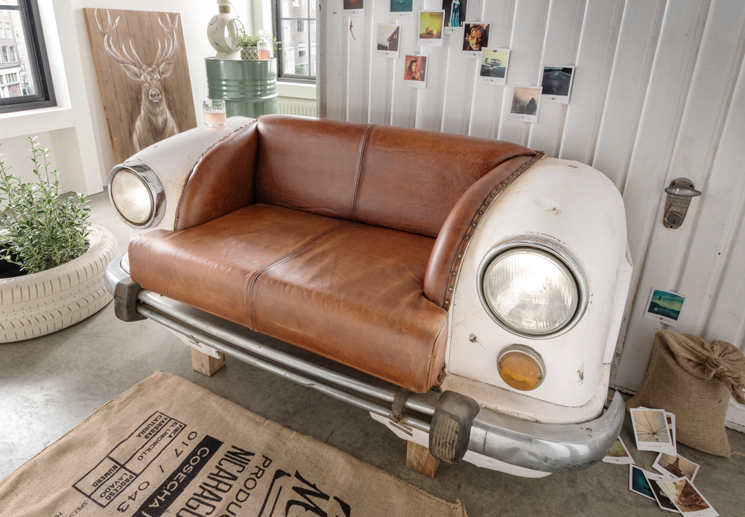 Autosofa AMBASSADOR | 2-Sitzer Front weiß/Leder | 158 cm breit