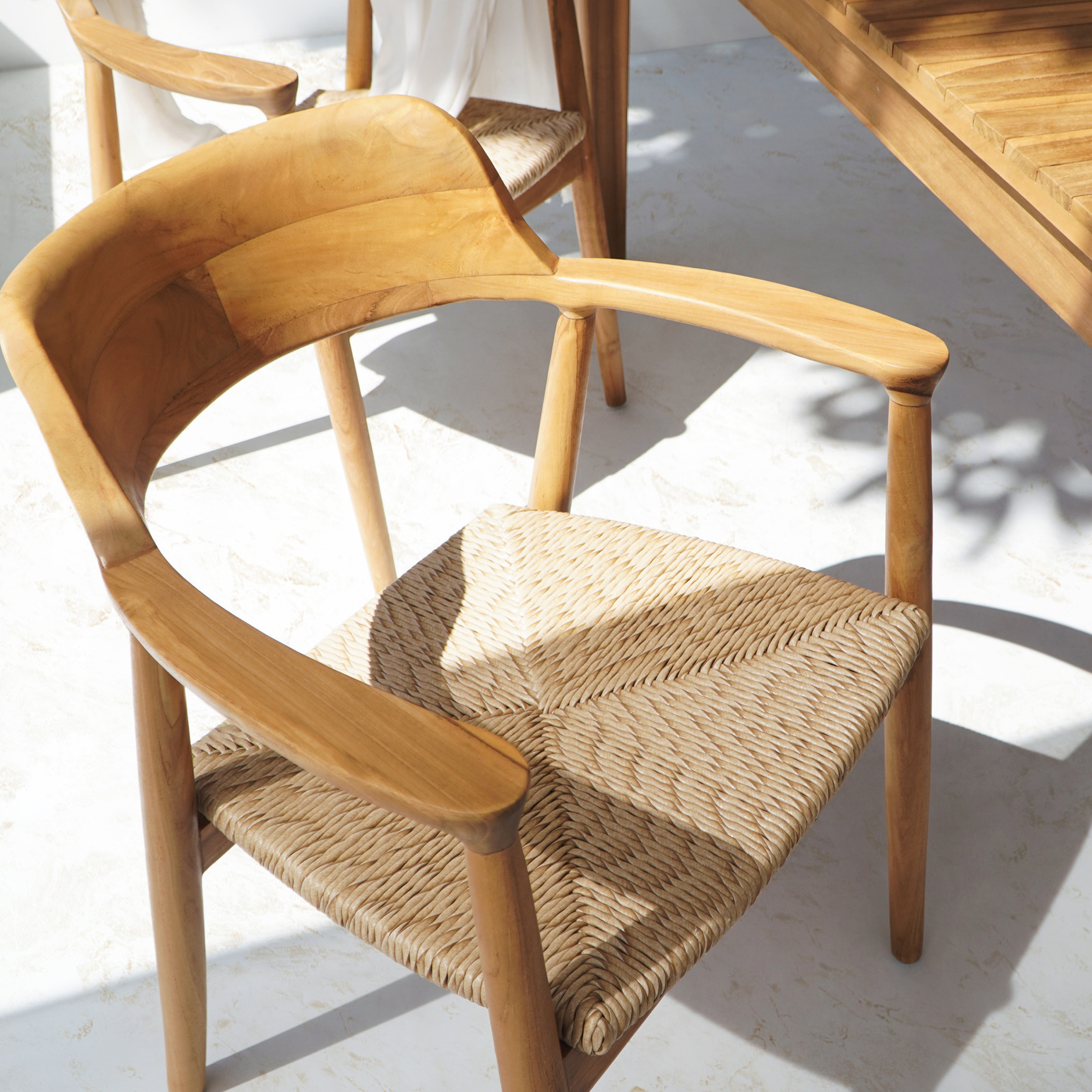 Gartenstuhl KENNEDY-2 | Teak | Poly-Binsensitz