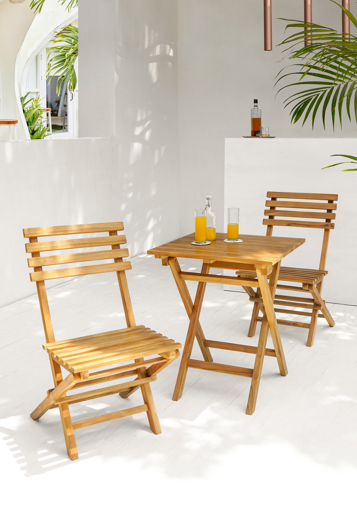 Balkon-Set 3-teilig BISTRO | Teakholz | Tisch + 2 Stühle