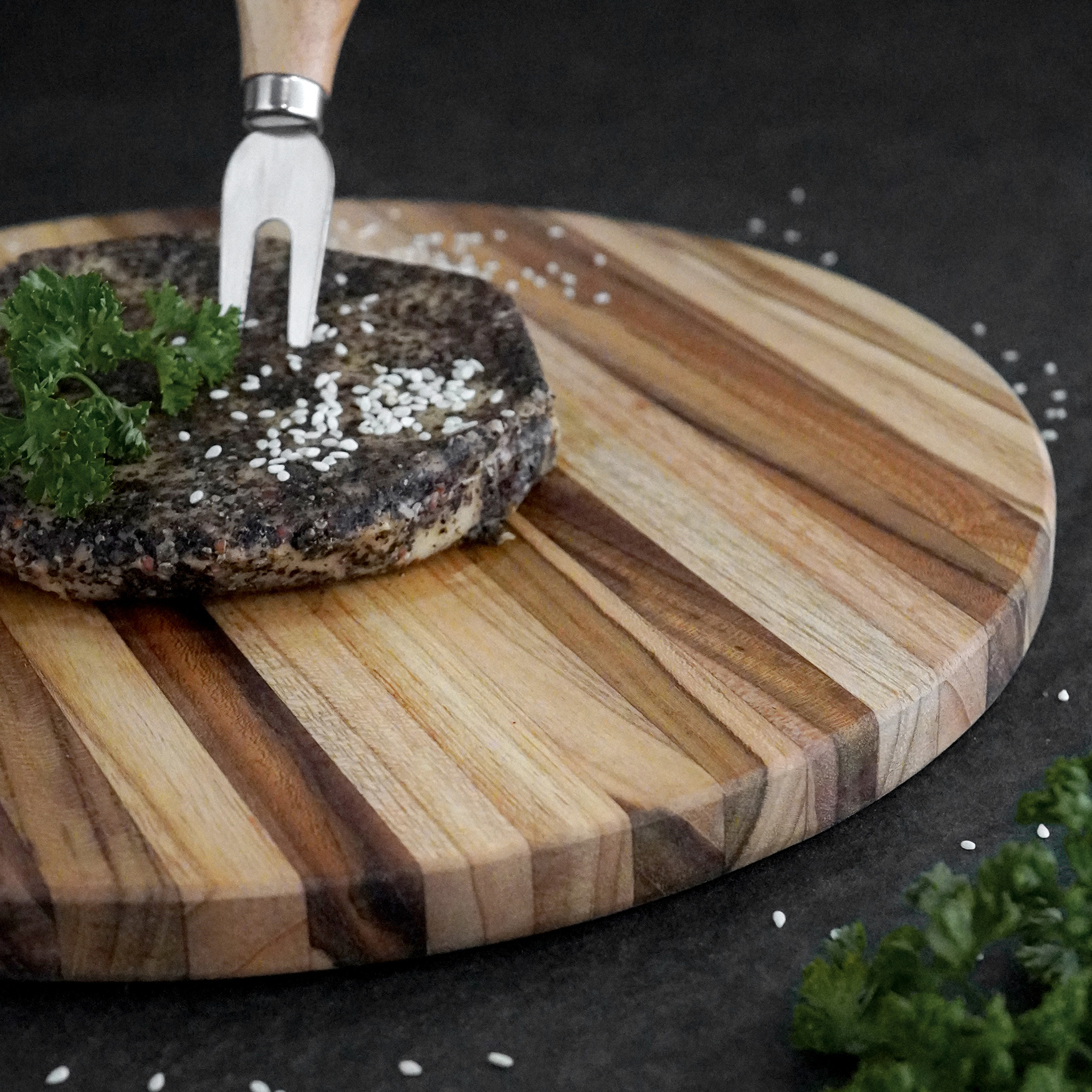 Servierbrett PIZZA | Teakholz | rund | 30 cm
