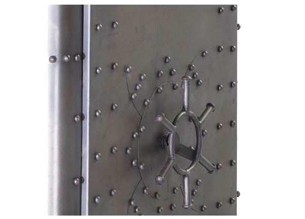 Schrank TRESOR | Metall vintage silber | mit Regaleinteilung | BH: ca. 66 x 152 cm