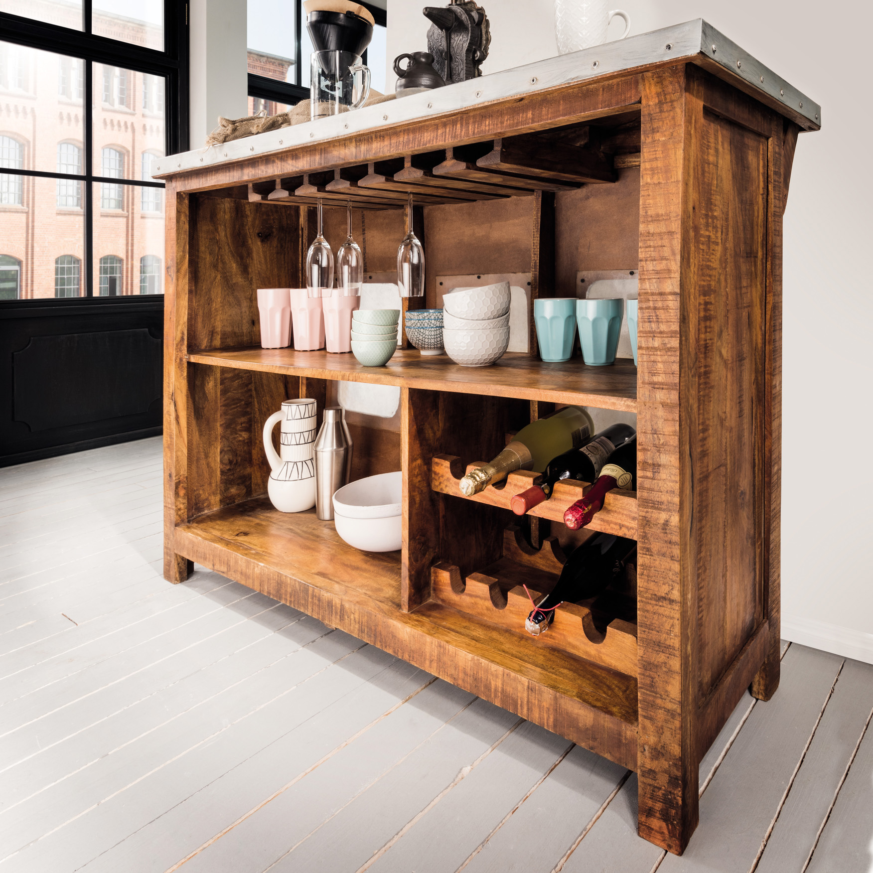 Bartresen/Ladentheke SKY | Alu/Mangoholz | 140 cm breit