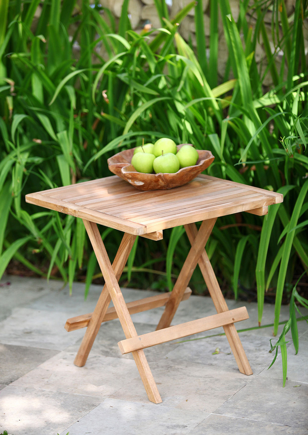 Garten-Beistelltisch PICNIC-3, quadratisch  | Teak massiv | klappbar
