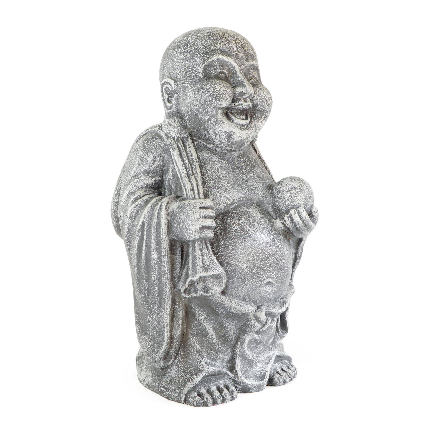 Deko-HAPPY BUDDHA | 70 cm stehend | silbergrau GRC Beton