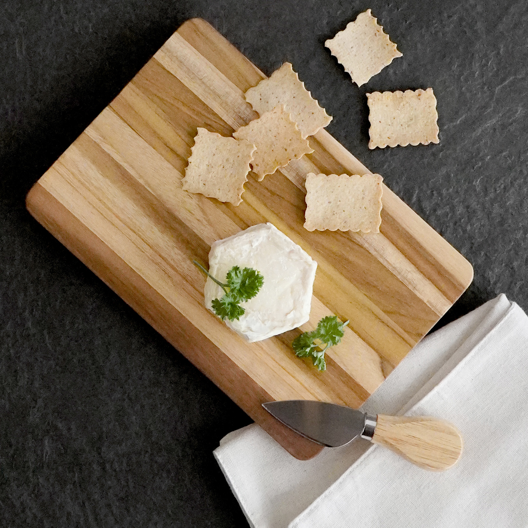 Schneidebrett FRÜHSTÜCK | 2er SET | Teakholz | 23 x 15 cm