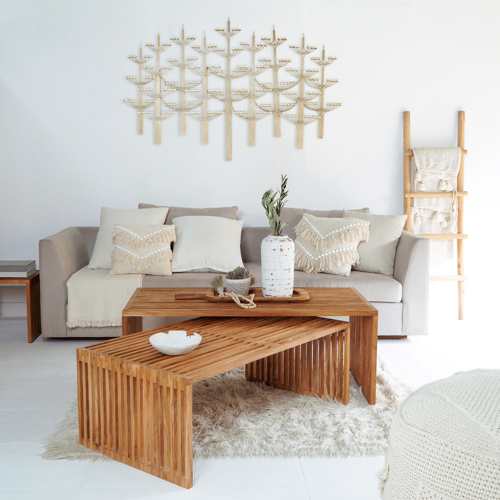Couchtisch Set 2-teilig LINEA  | Teakholz massiv