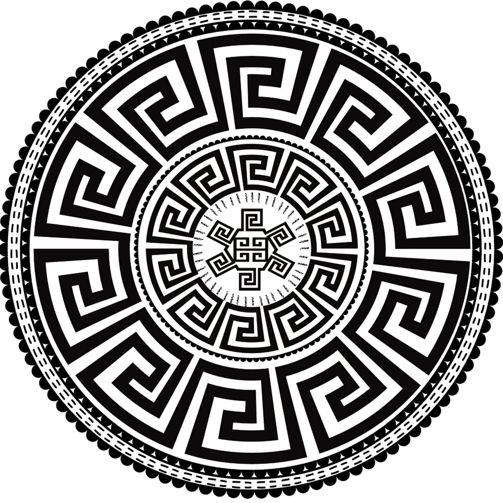 Luxusteppich MondiArt | ART DECORALE | Ornament schwarz-weiß | rund Ø: ca. 150 cm