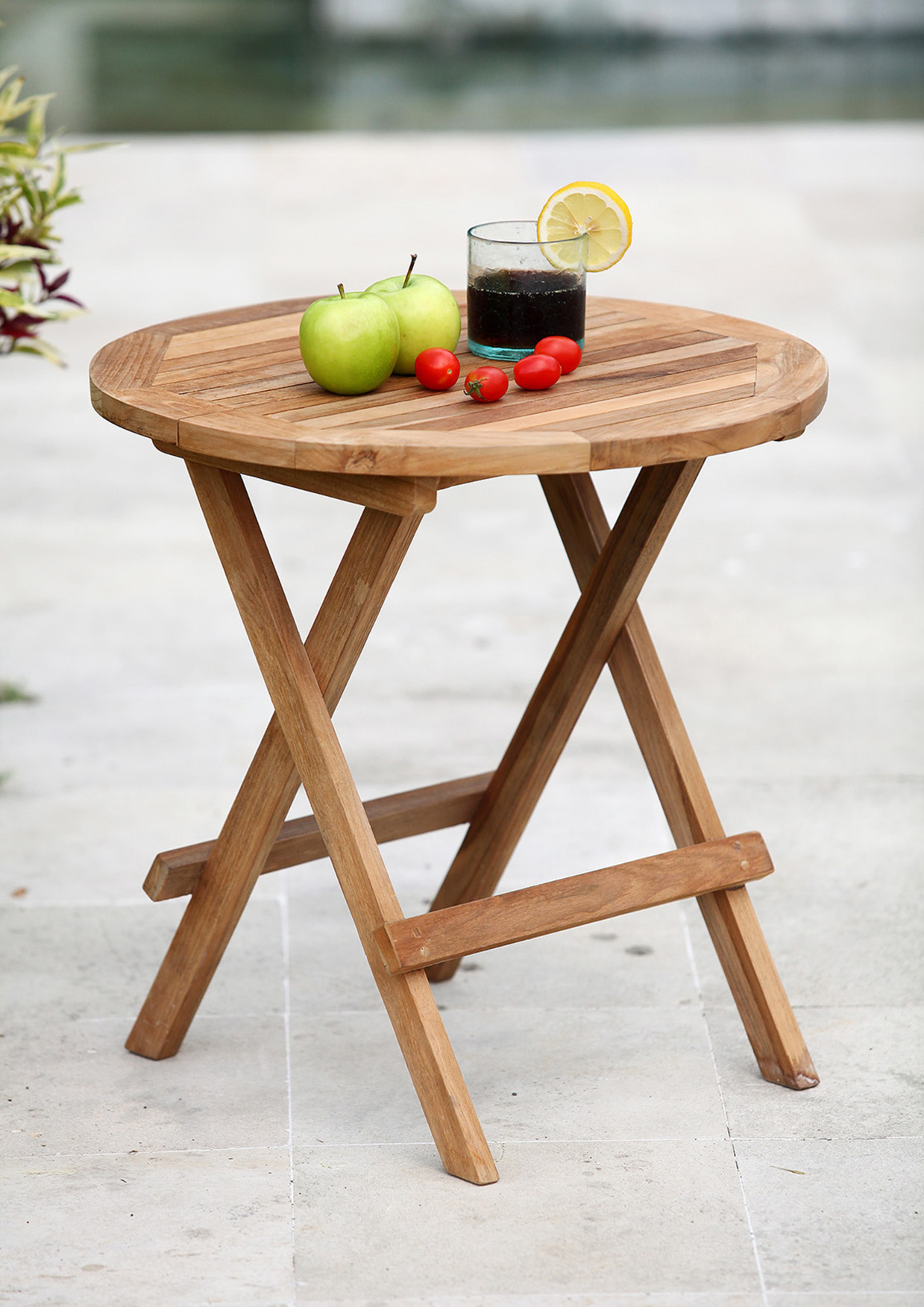 Garten-Beistelltisch PICNIC-1, rund  | Teak massiv | klappbar