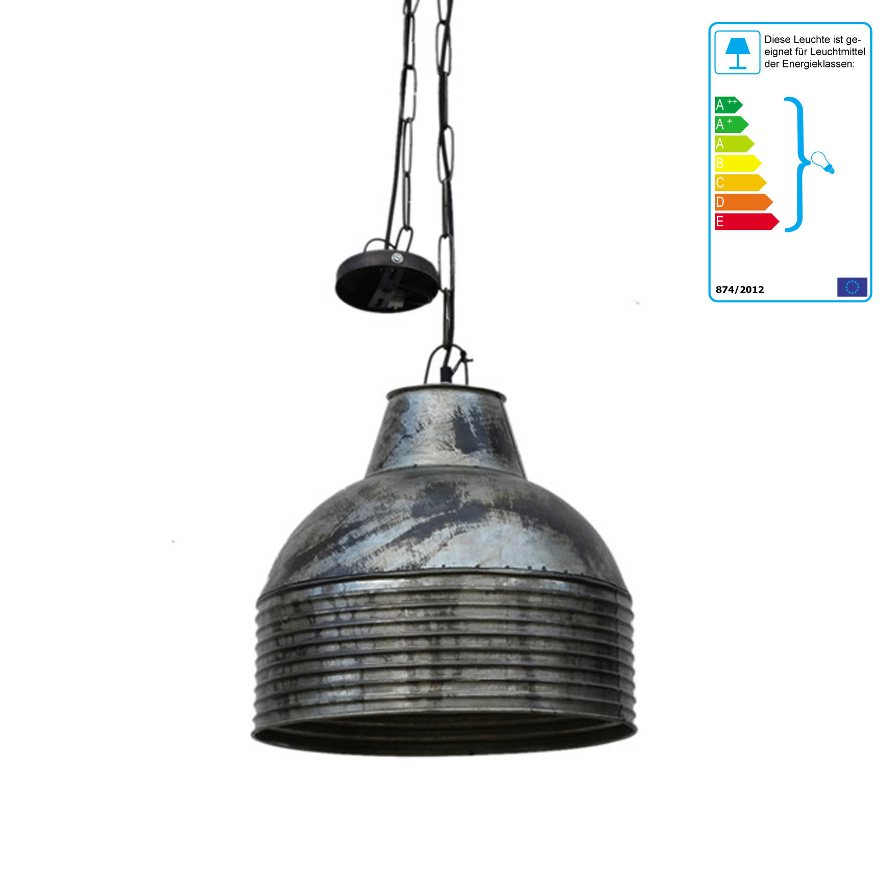 Pendelleuchte RILLS NR. 2 | Metall vintagefarbig | rund: 40 cm / Schirmhöhe: 41 cm
