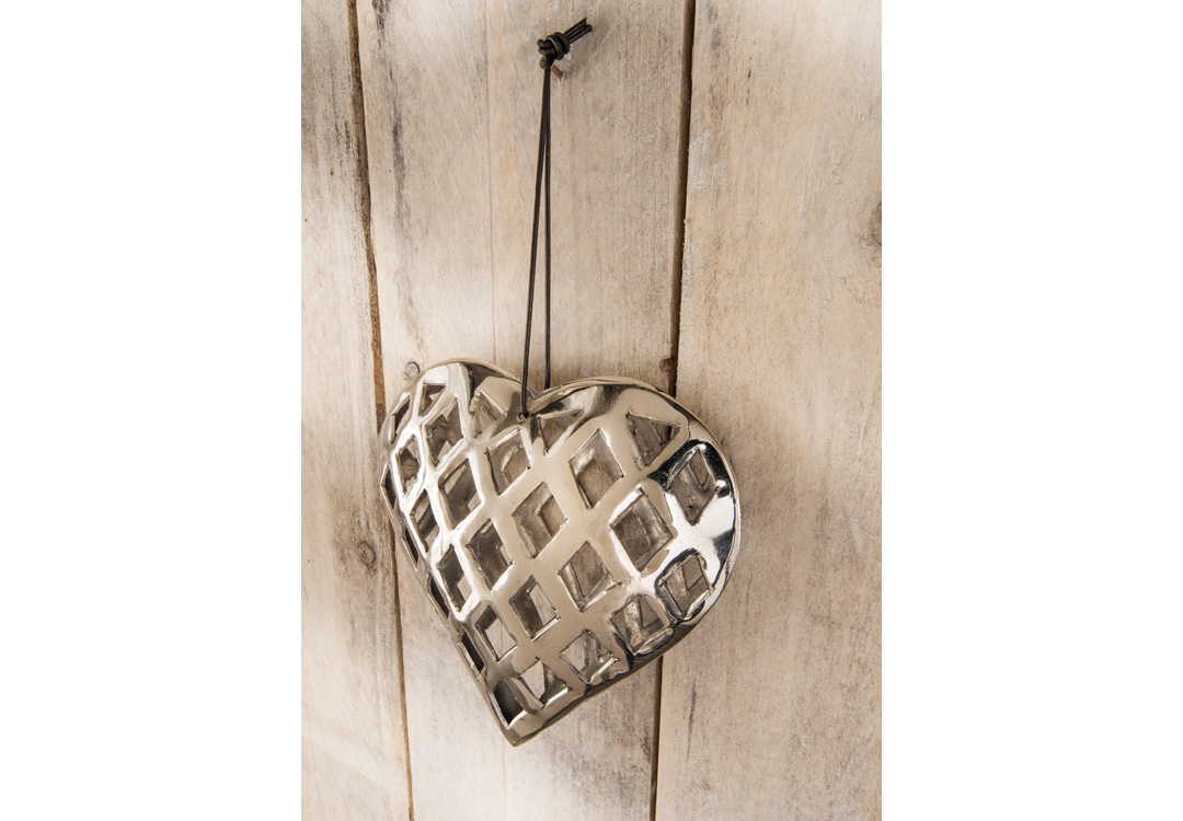 Deko-Herz | Aluminium natur vernickelt | ca. 21 x 21 cm