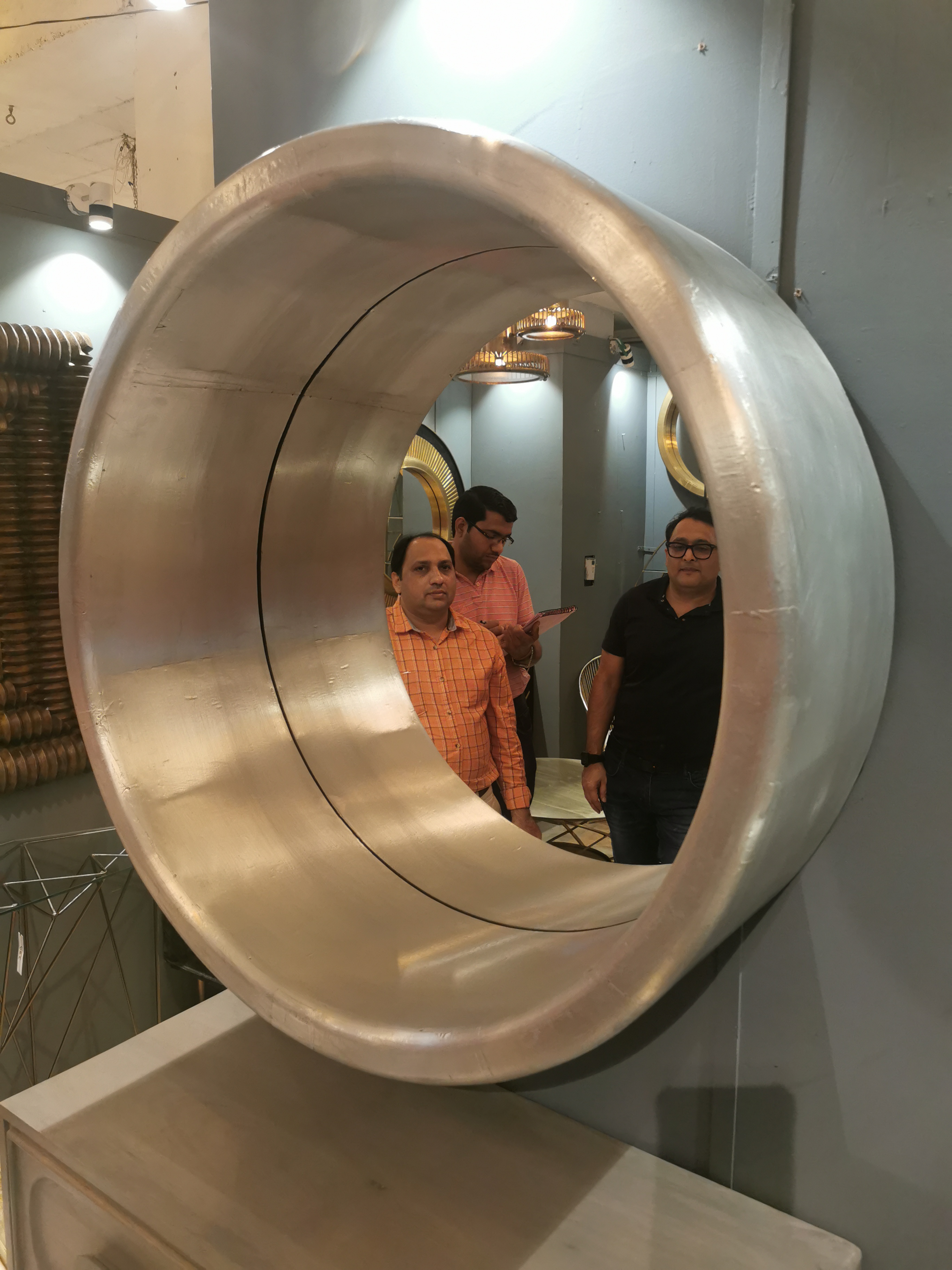 Wandspiegel TURBINE 1 | MDF aluminium | rund 90cm