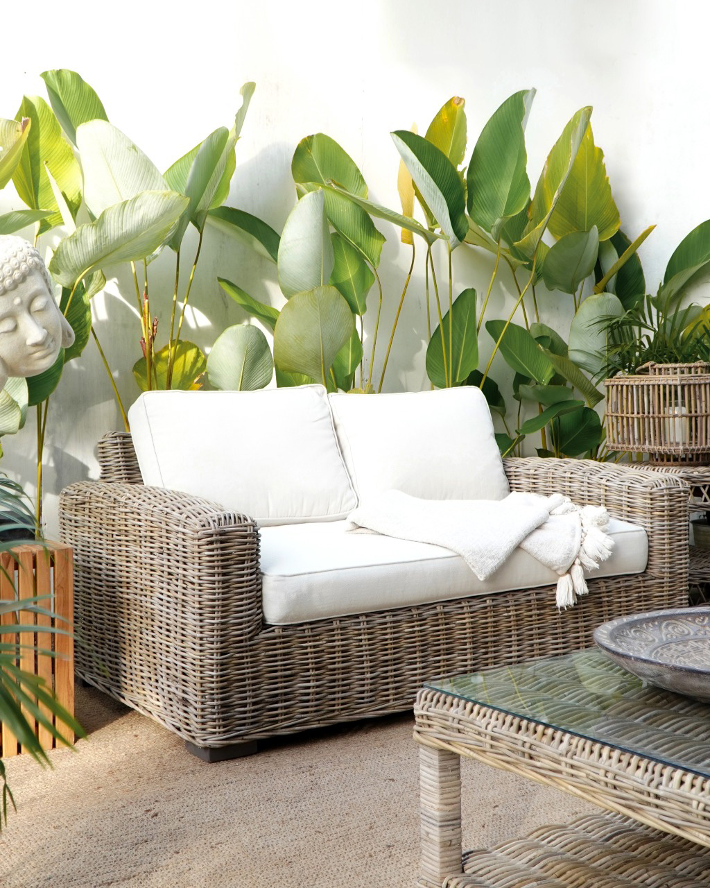 Rattan-Sofa | SPLIT | 2-sitzig | 150 cm grau