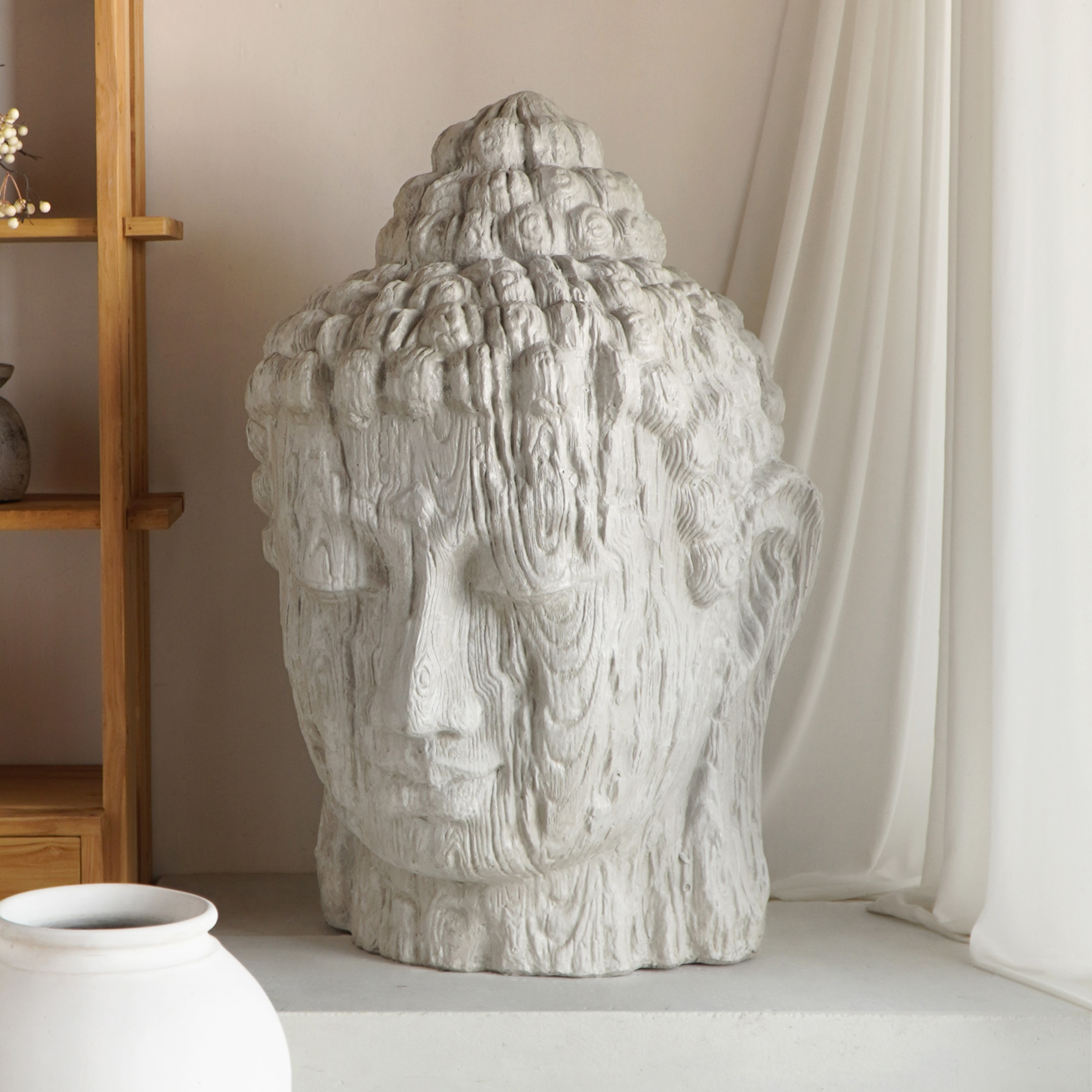 XXL-Kopf BUDDHA | 110 cm | natur GRC Beton