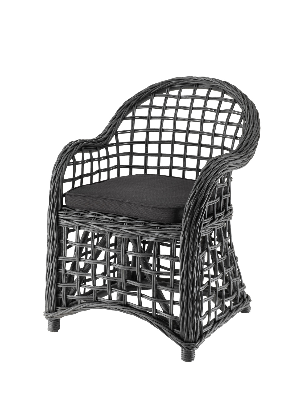 Rattan-Sessel NUSA | schwarz-washed | mit Kissen