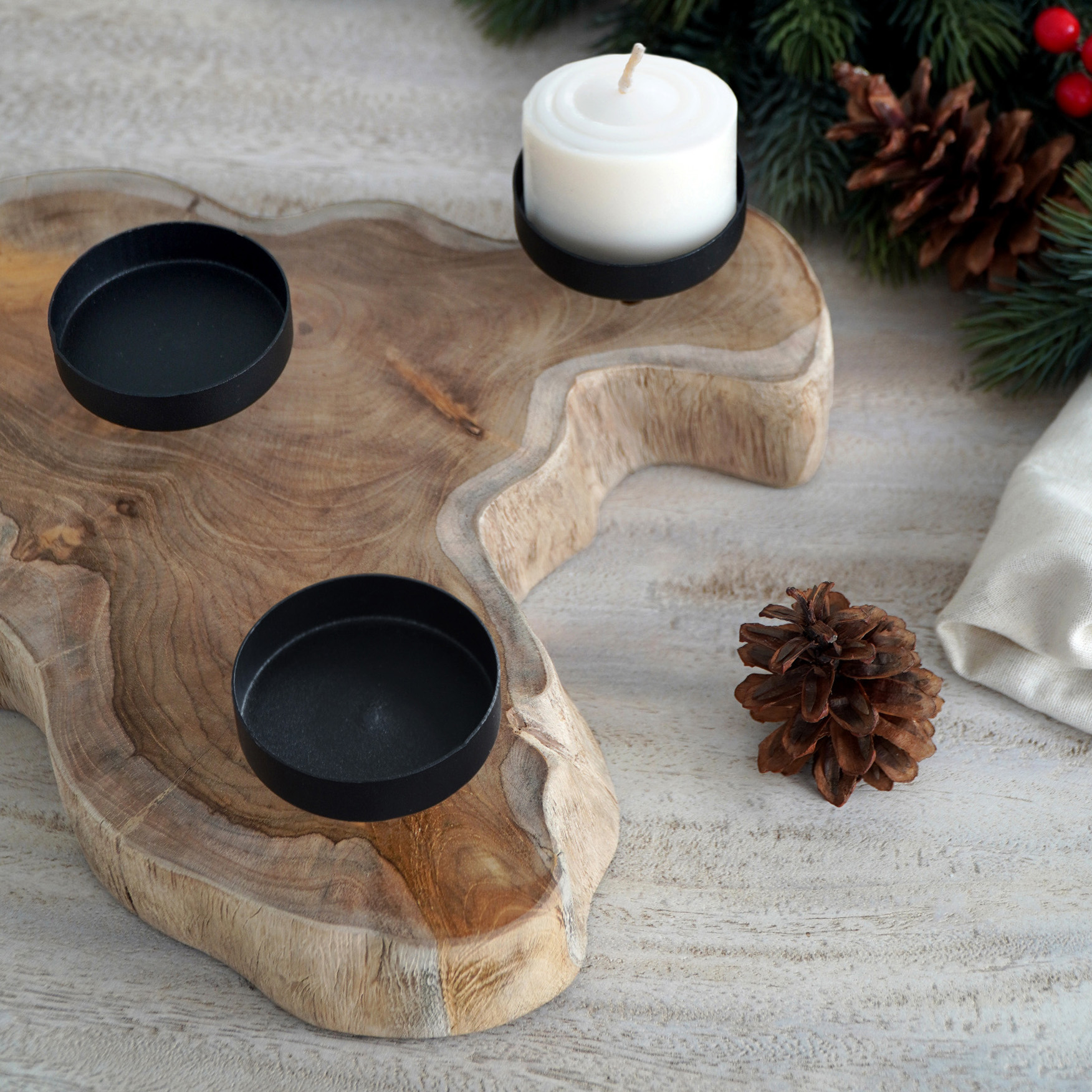 Kerzenhalter |4FLAMES | Teak/Eisen
