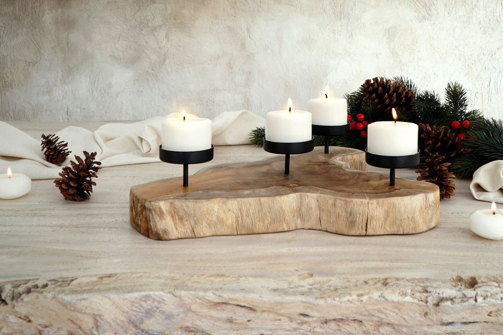 Kerzenhalter |4FLAMES | Teak/Eisen