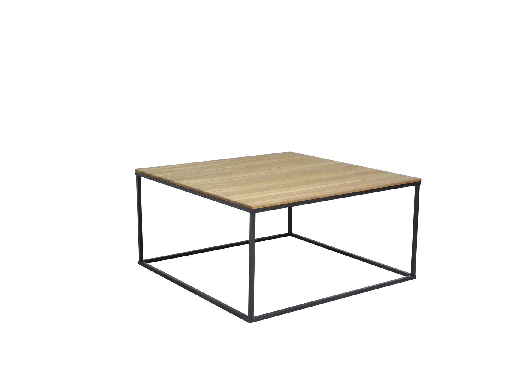 Couchtisch MALU | eckig 75 x 75 cm | Wildeiche massiv | schwarzes Metall