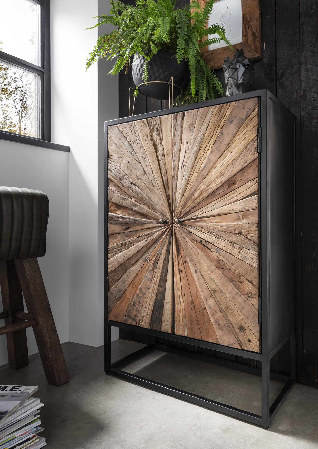 Schrank MAYA | Altholz/Metall | 2 Türen | 70 cm