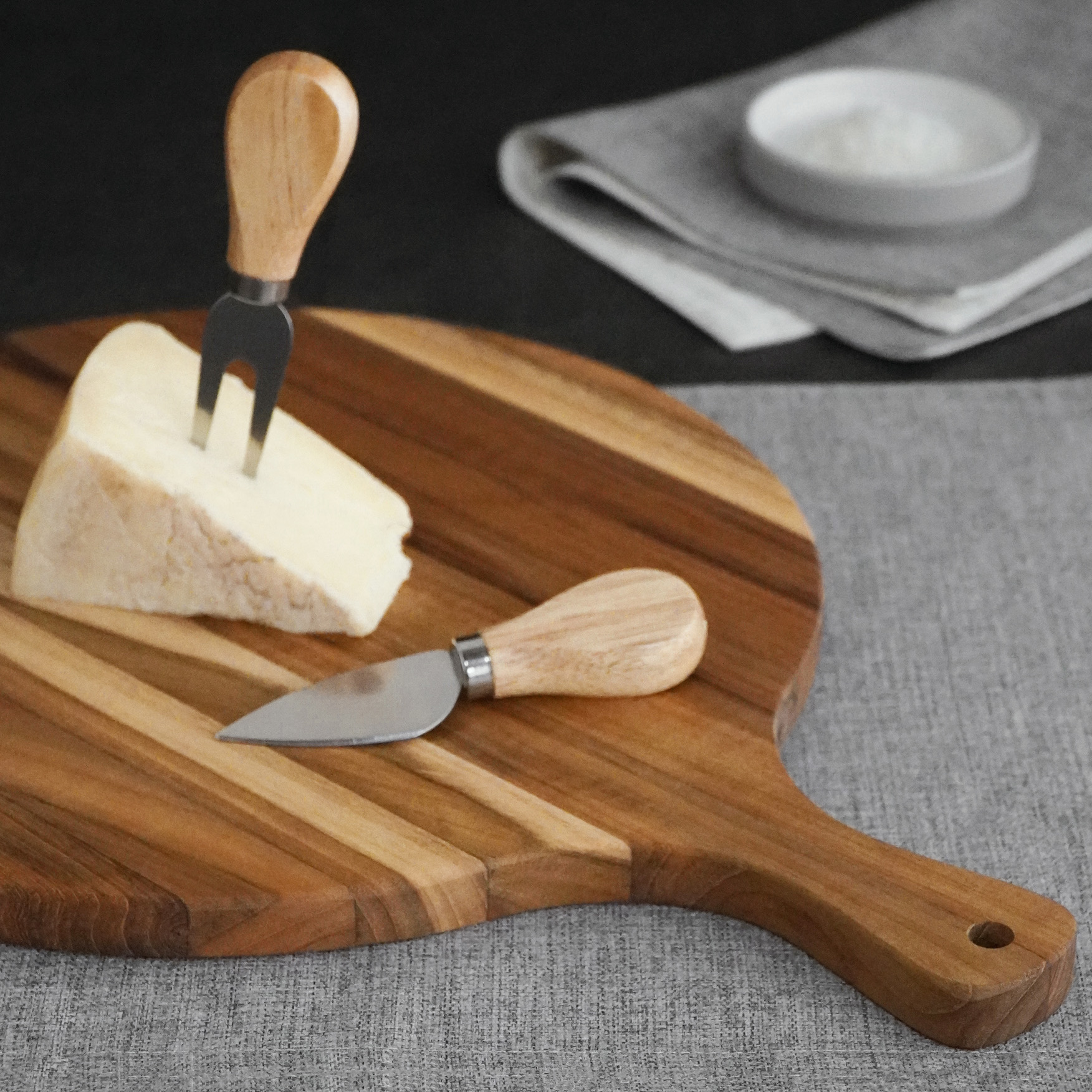 Servierbrett PIZZA | Teakholz | rund | 40 x 30 cm