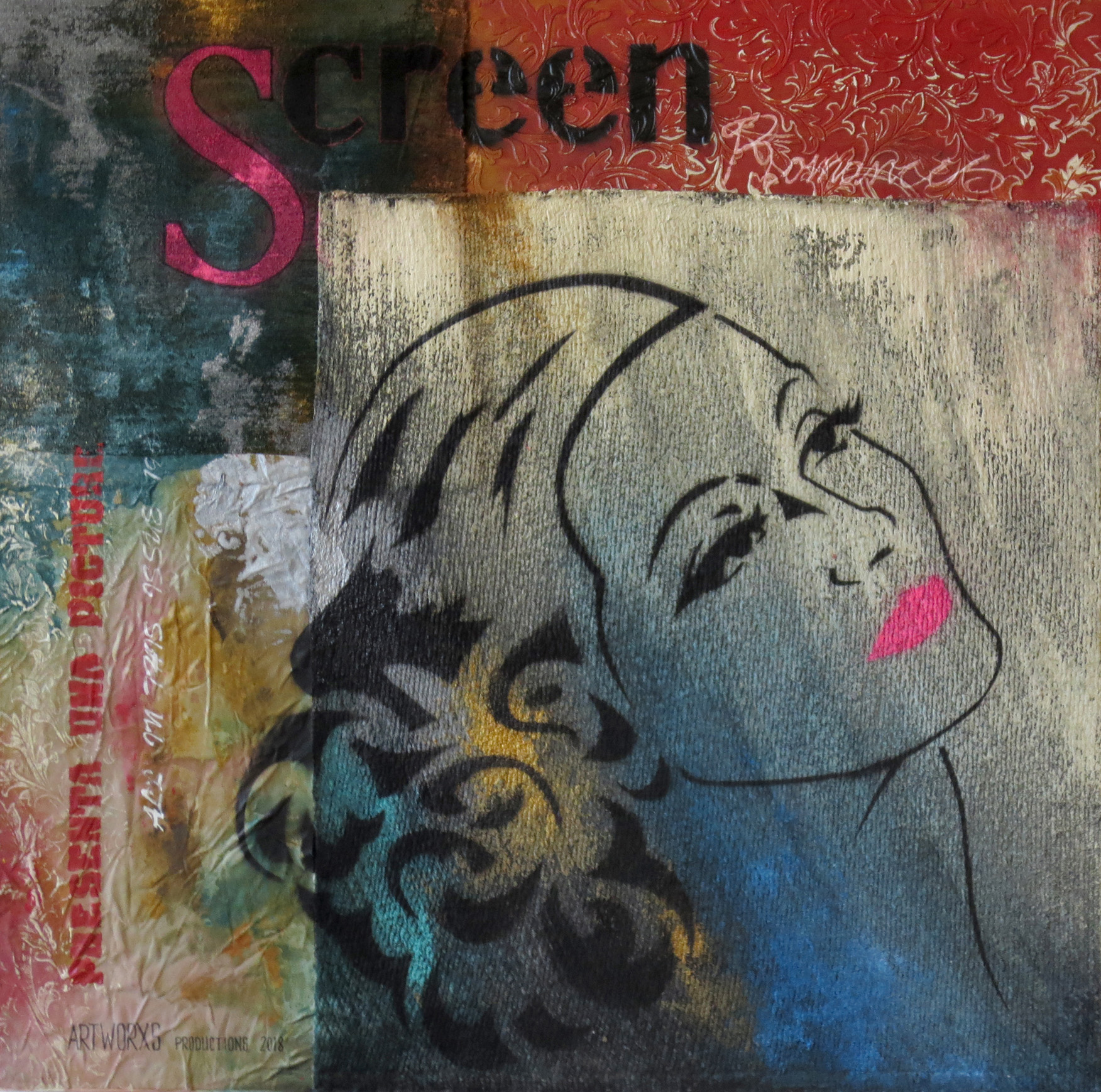 Leinwand-Bild SCREEN | Original-Gemälde | Mischtechnik | Öl- / Acrylfaben / Textil | 100 x 100 cm