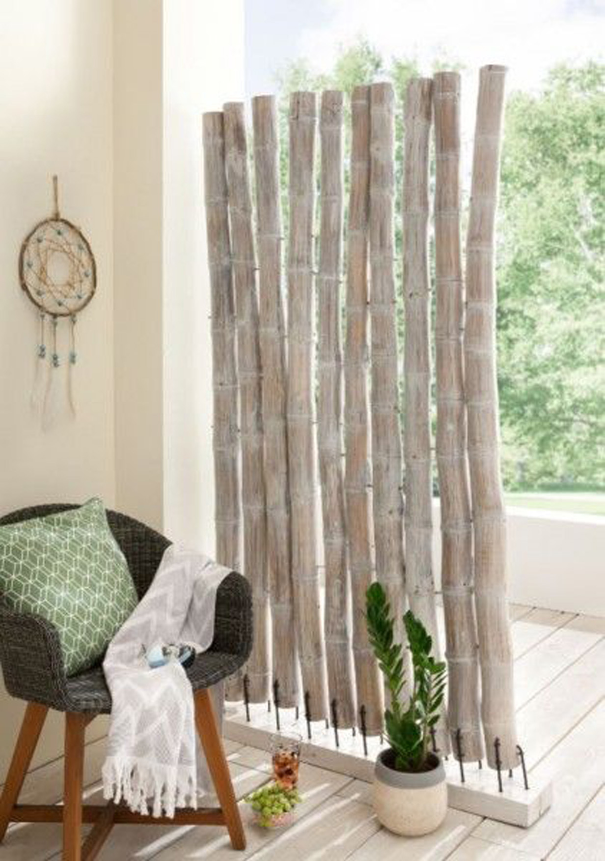 Raumteiler BAMBUS | White Wash | 110 x 190 cm