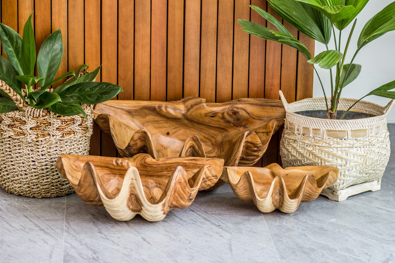 Holzschale | Shelly-1 | Muschelform | XXL-60 cm