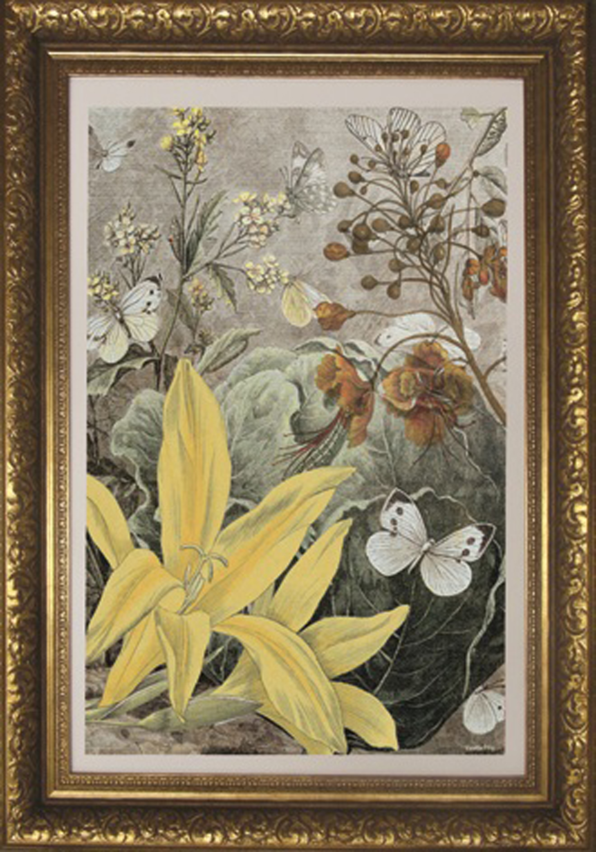 Wandbild MondiArt | YELLOW LILY | Barockrahmen gold | M : 80 x 110 cm