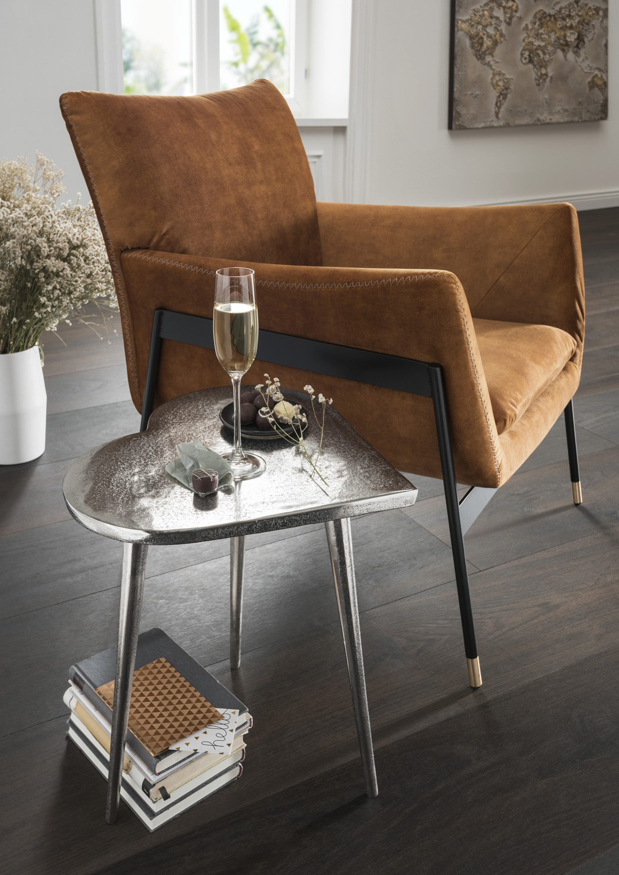 Beistelltisch HEARTBREAKER | Herzform  43 x 41 cm | Metall vintage-silber