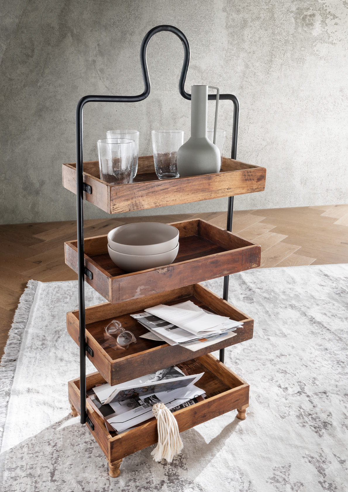 Etagere REGAL-1 | Metall / Holz | 115 cm hoch