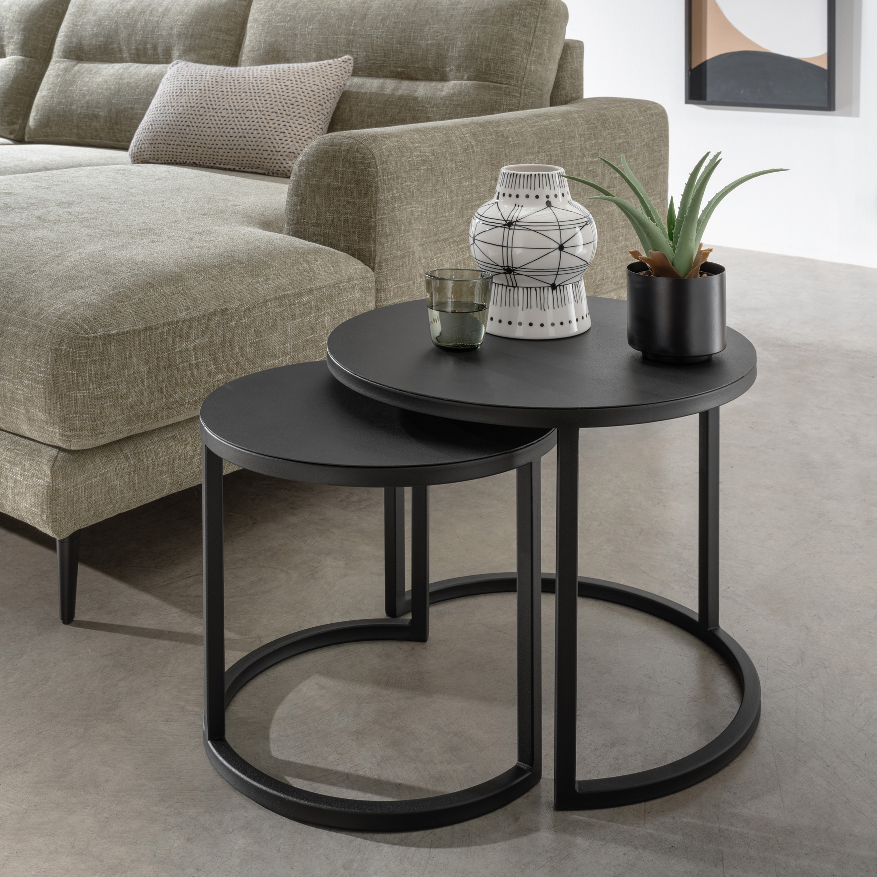 Beistelltisch THEO | 2er Set | Metall schwarz