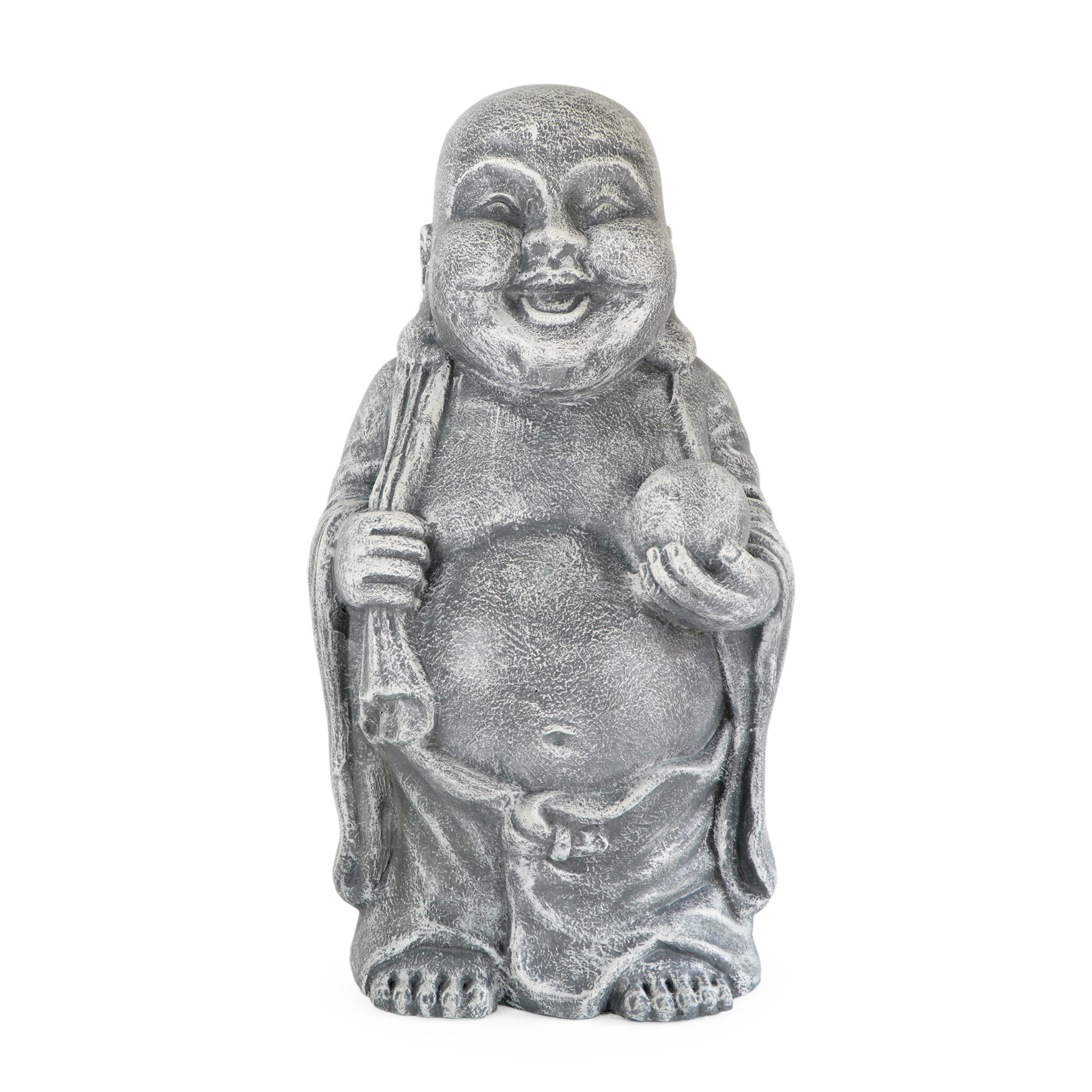Deko-HAPPY BUDDHA | 70 cm stehend | silbergrau GRC Beton
