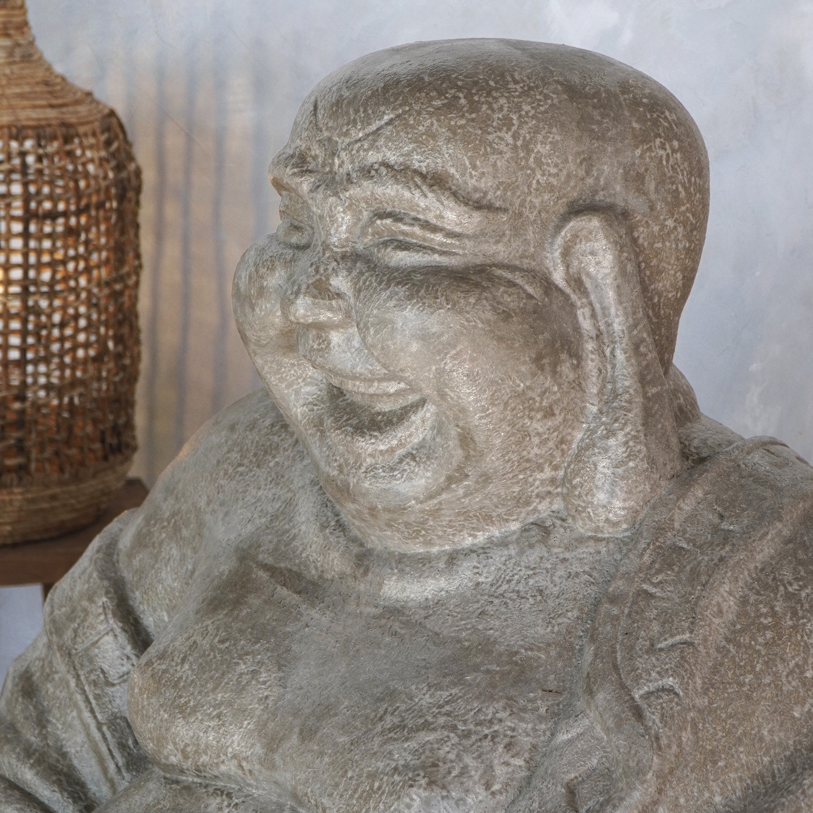 Deko-HAPPY BUDDHA | 110 cm sitzend | natur GRC Beton