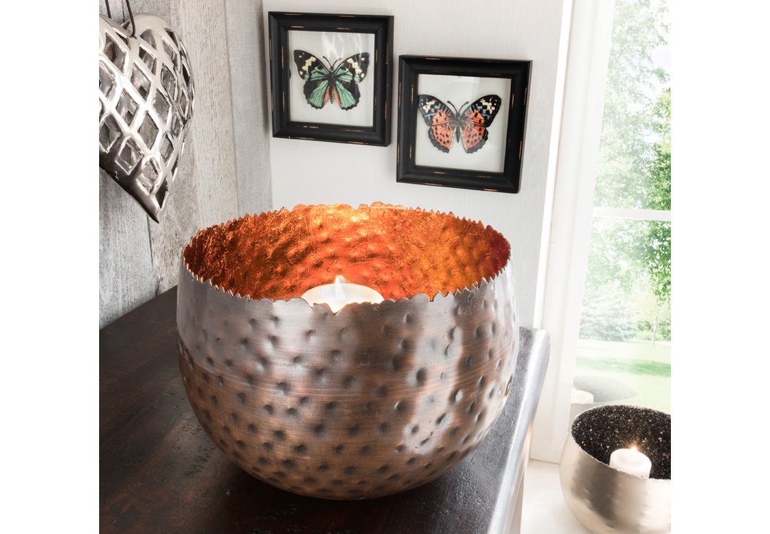 Windlicht MIRACLE | Eisen kupferfarbig | 21 cm / 15 cm hoch
