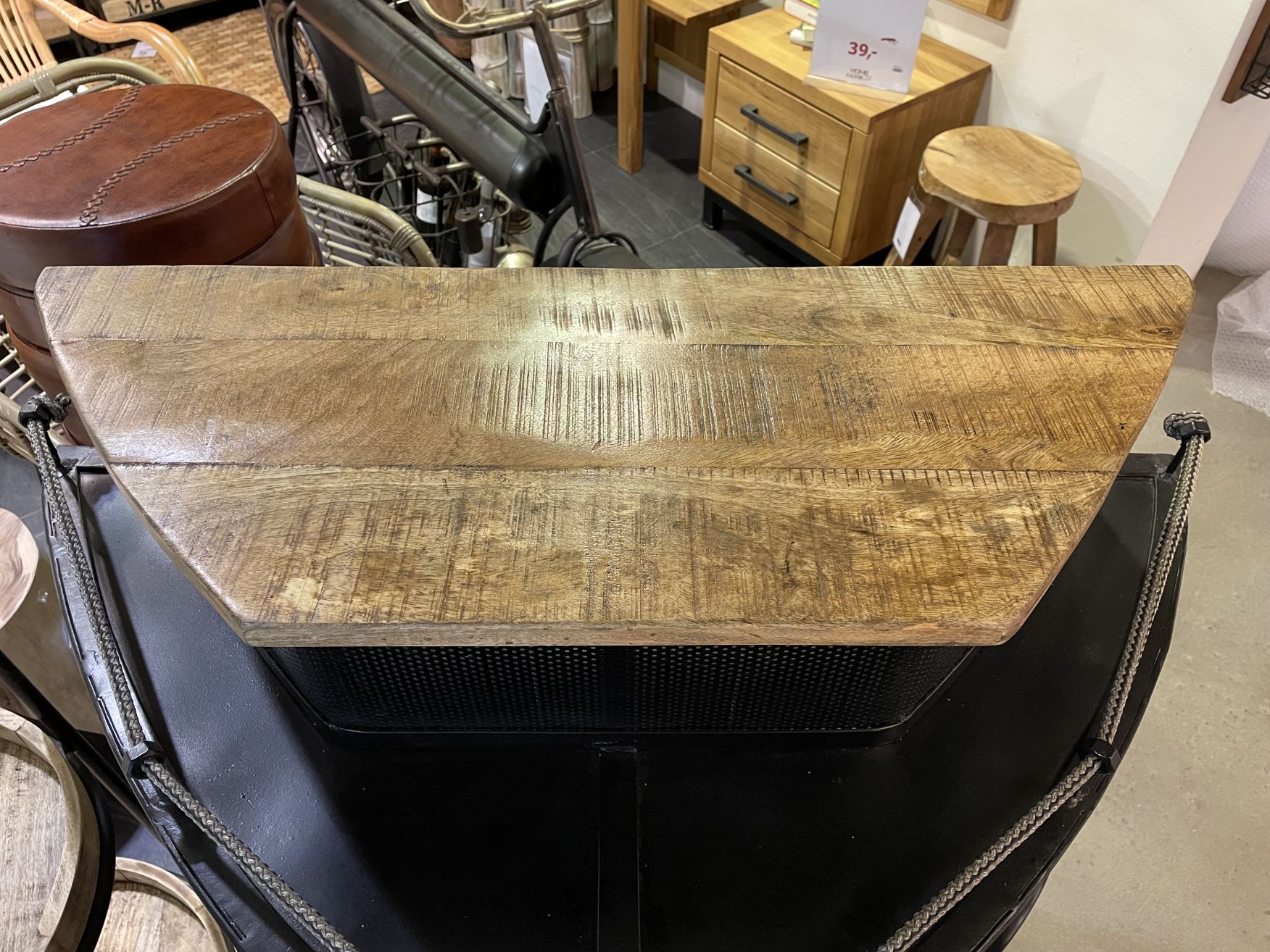 Bar als Schiffsbug TITANIC | Metall vintage rostfarbig / Mangoholz | Flaschen und Gläsereinteilung