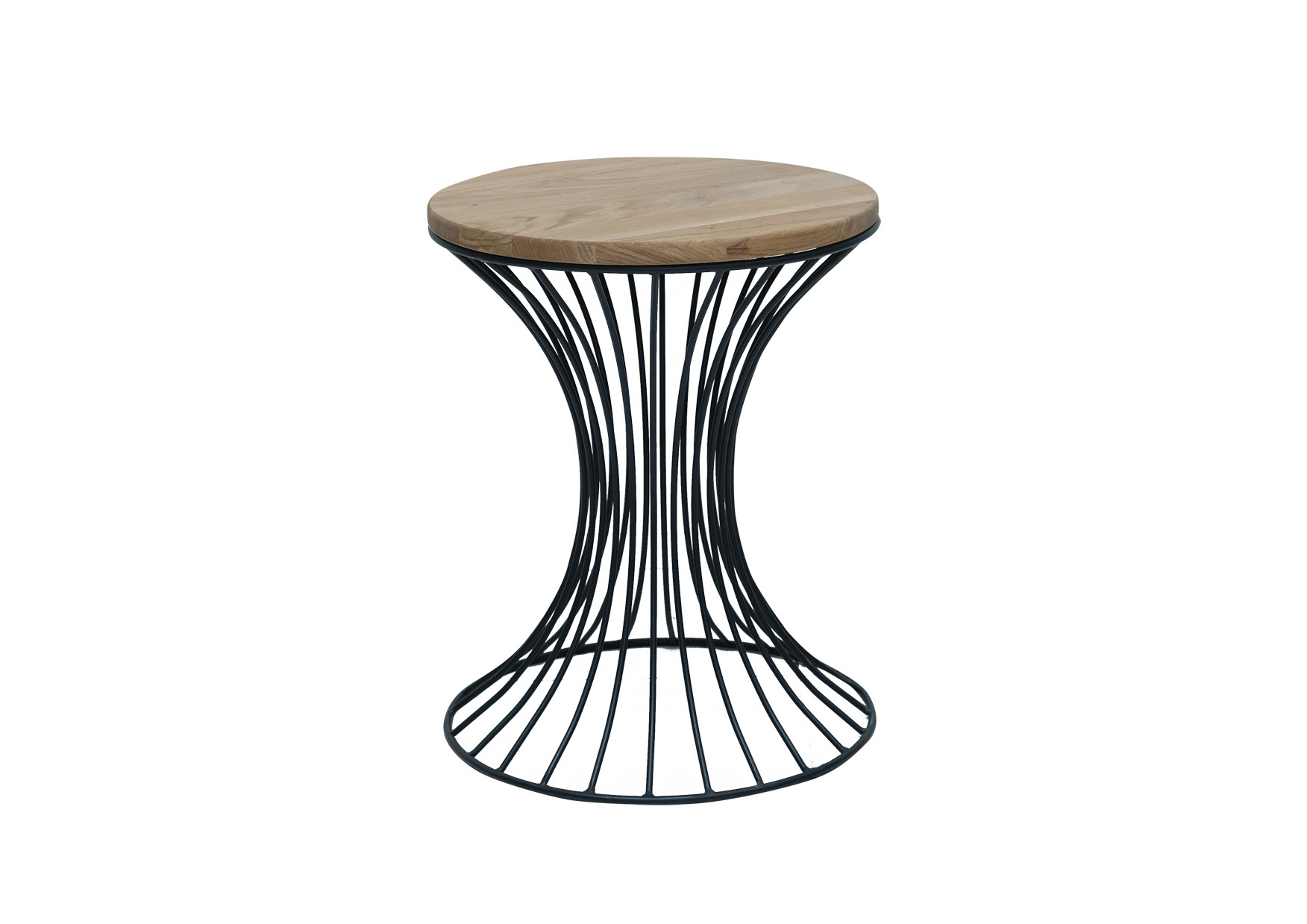 Beistelltisch MIKE | rund 40cm | Wildeiche massiv | Metall schwarz